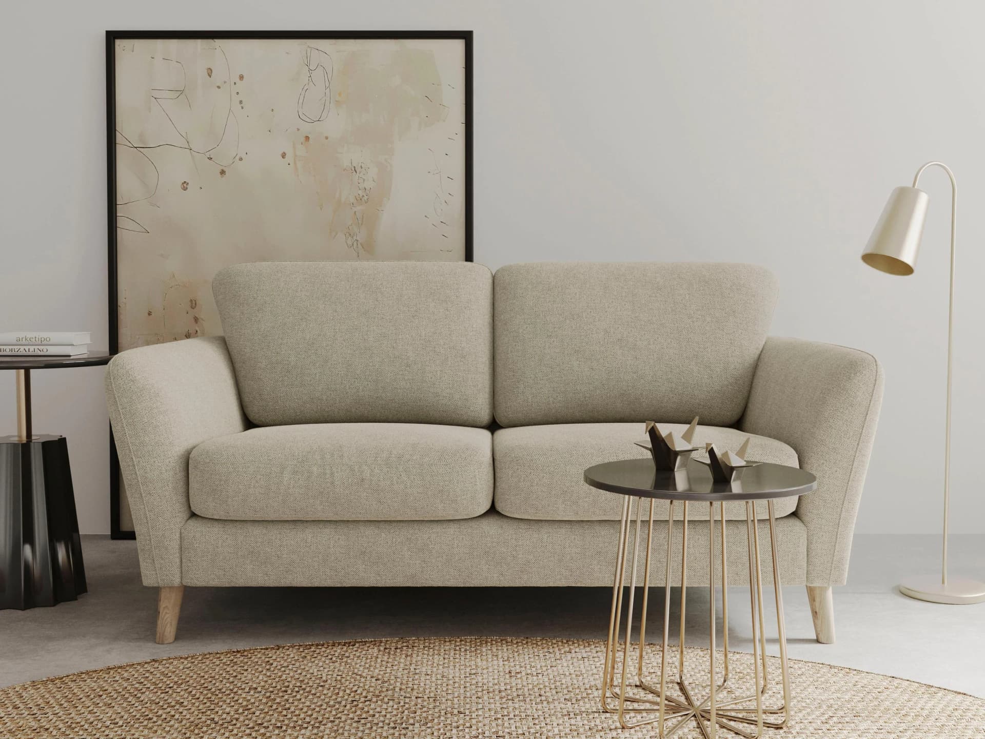 HOME AFFAIRE Marseille 2-Sitzer Sofa Grau Webstoff Landhausstil