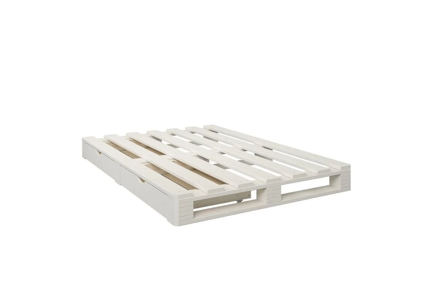 Palettenbett ALASCO Weiß mit Schubkästen Massivholz