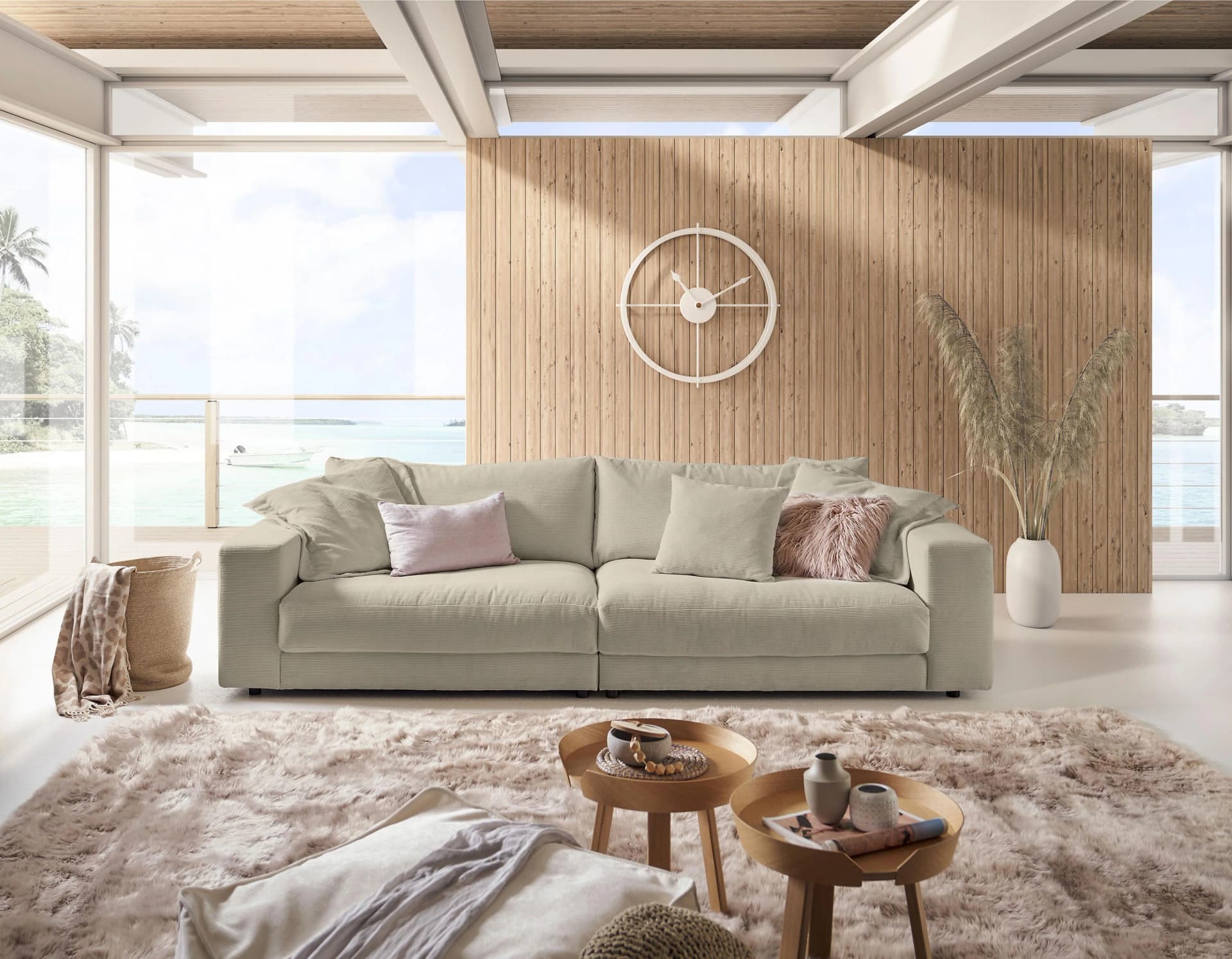 HOME AFFAIRE Enisa Big-Sofa Beige Cord