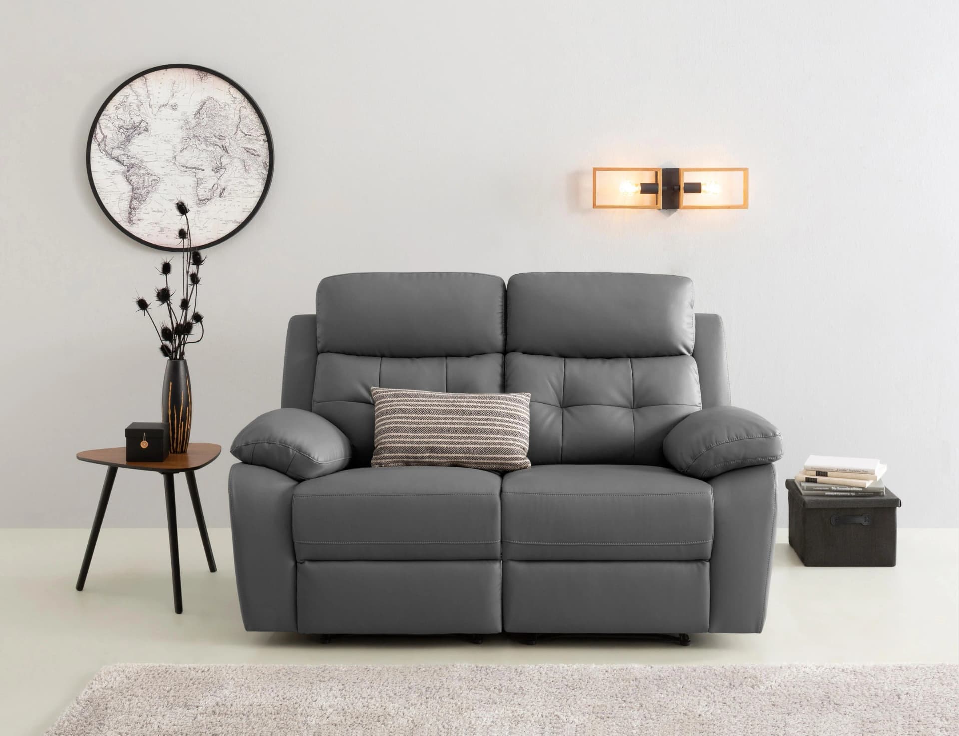 HOME AFFAIRE Lannilis 2-Sitzer Sofa Grau Elektrische Relaxfunktion Kunstleder