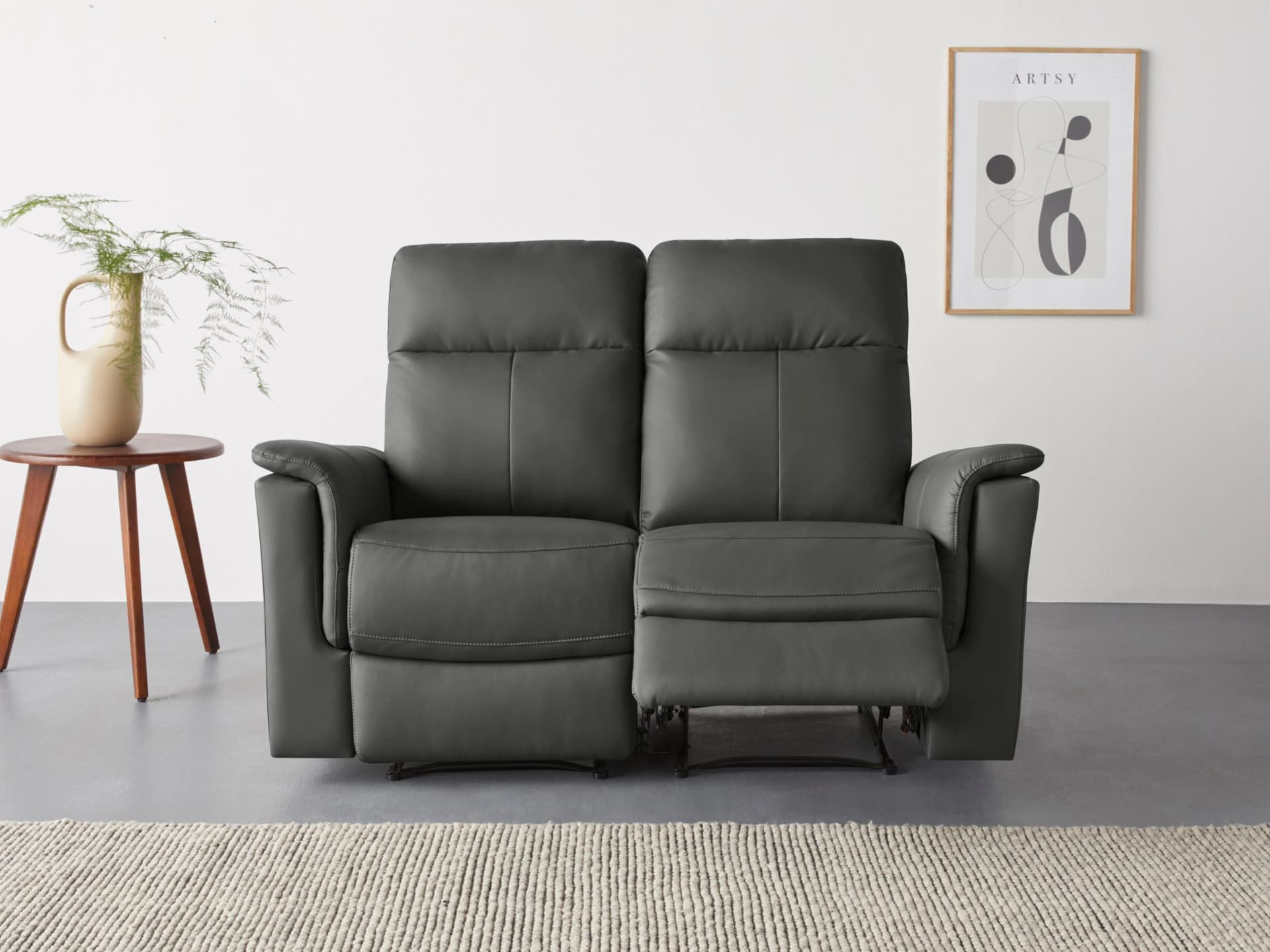 HOME AFFAIRE Southbrook 2-Sitzer Sofa Grau Relaxfunktion Kunstleder