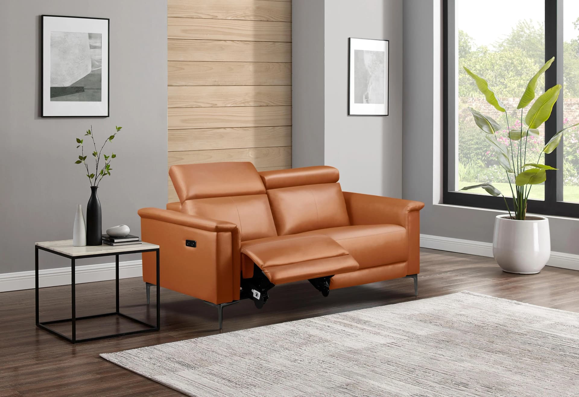 OTTO HOME Lund 2-Sitzer Sofa Relaxfunktion Kunstleder Cognac