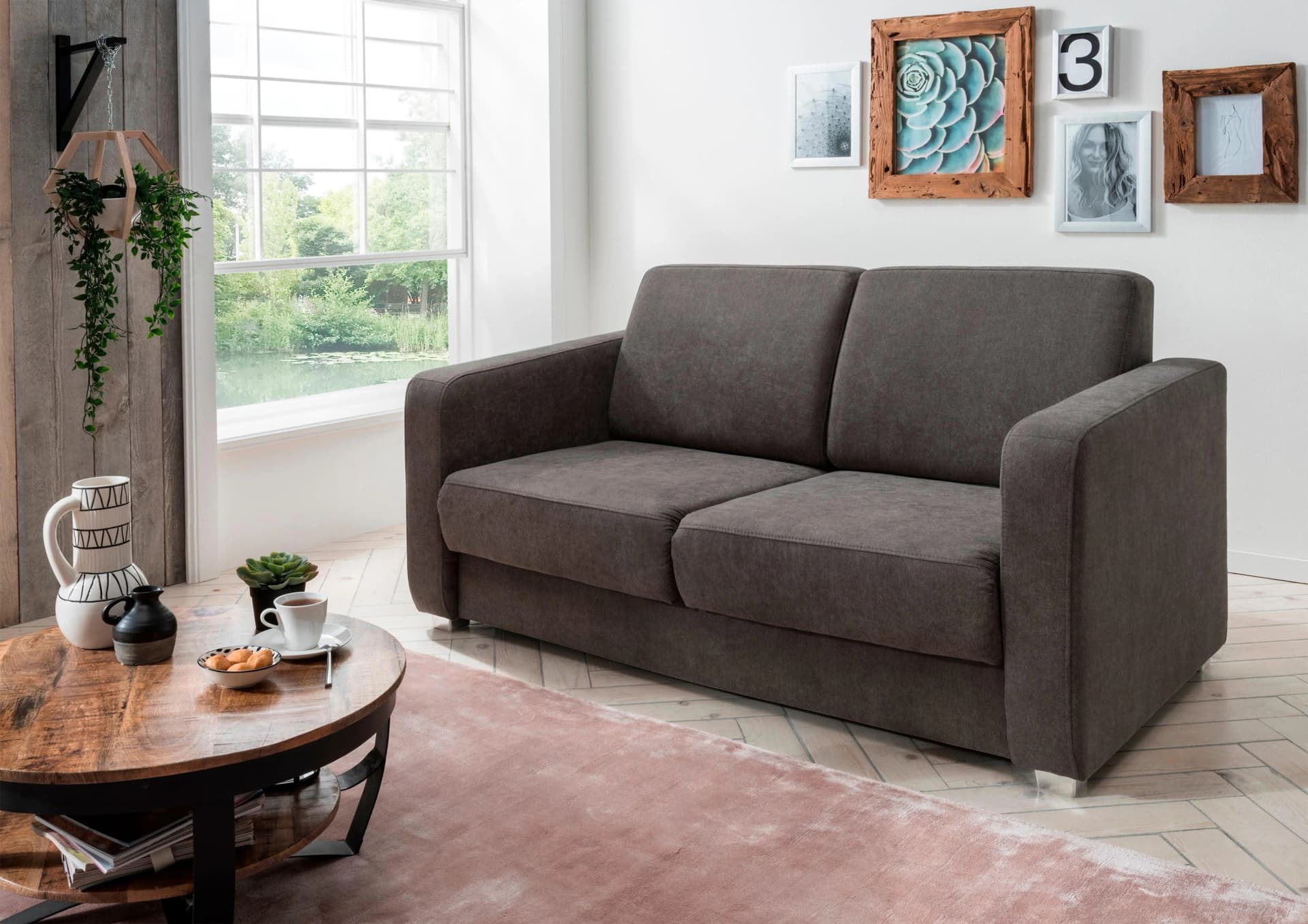 HOME AFFAIRE Schlafsofa Mia Problemlöser Dunkelbraun mit Schlaffunktion