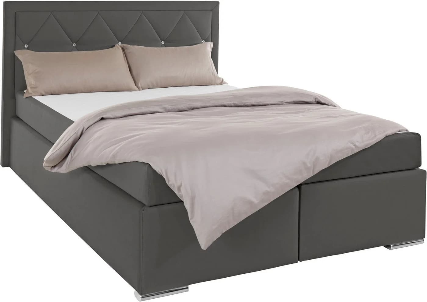 Boxbett HOME AFFAIRE Alfie Anthrazit Samtvelours mit Topper
