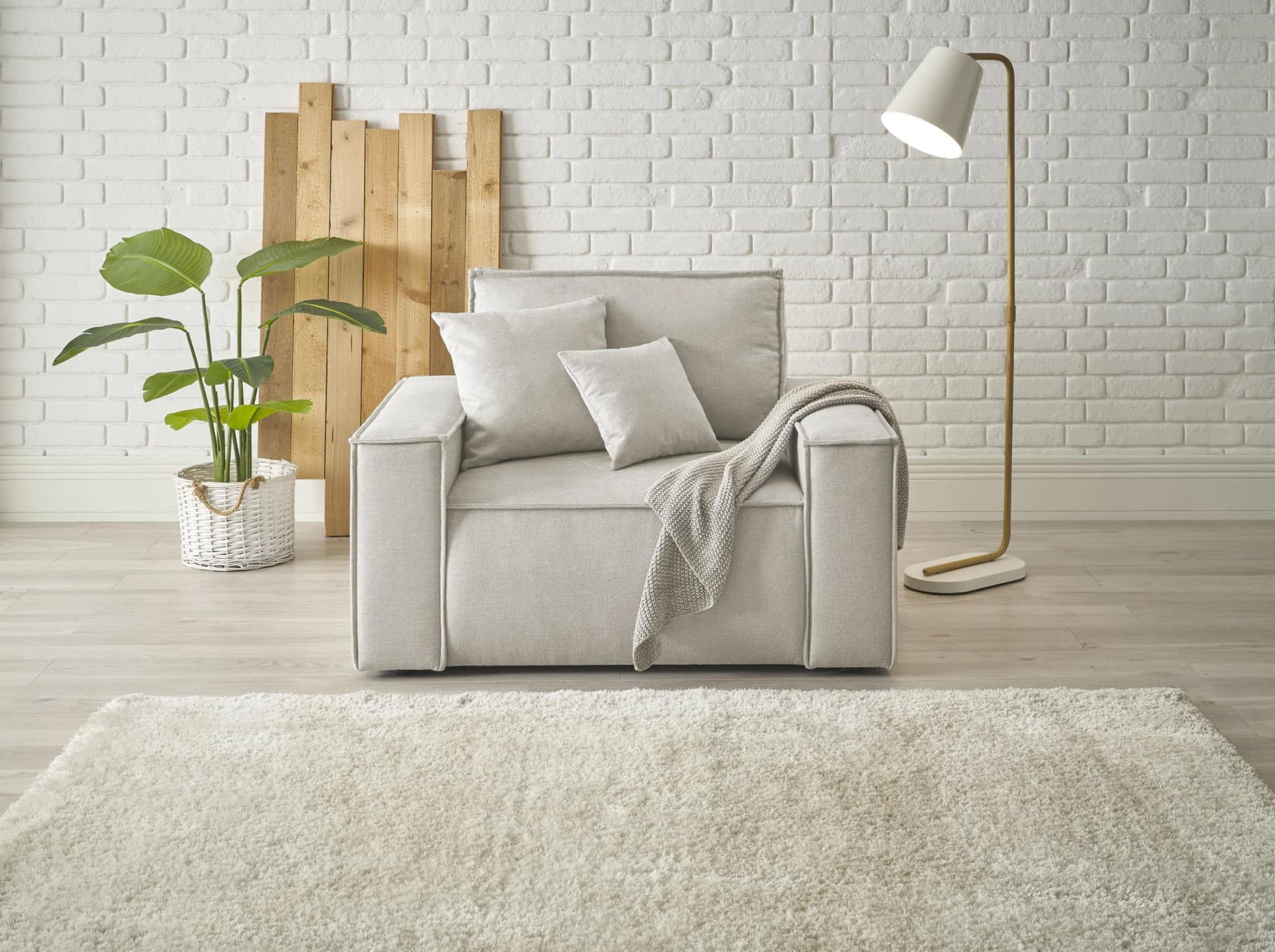 OTTO HOME Finnley Loveseat Silbergrau mit Zierkissen