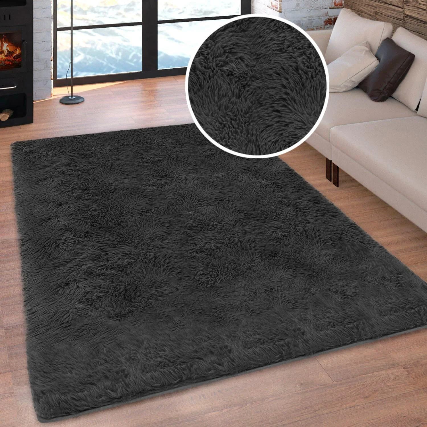 Hochflor-Teppich MY HOME Silky Schwarz