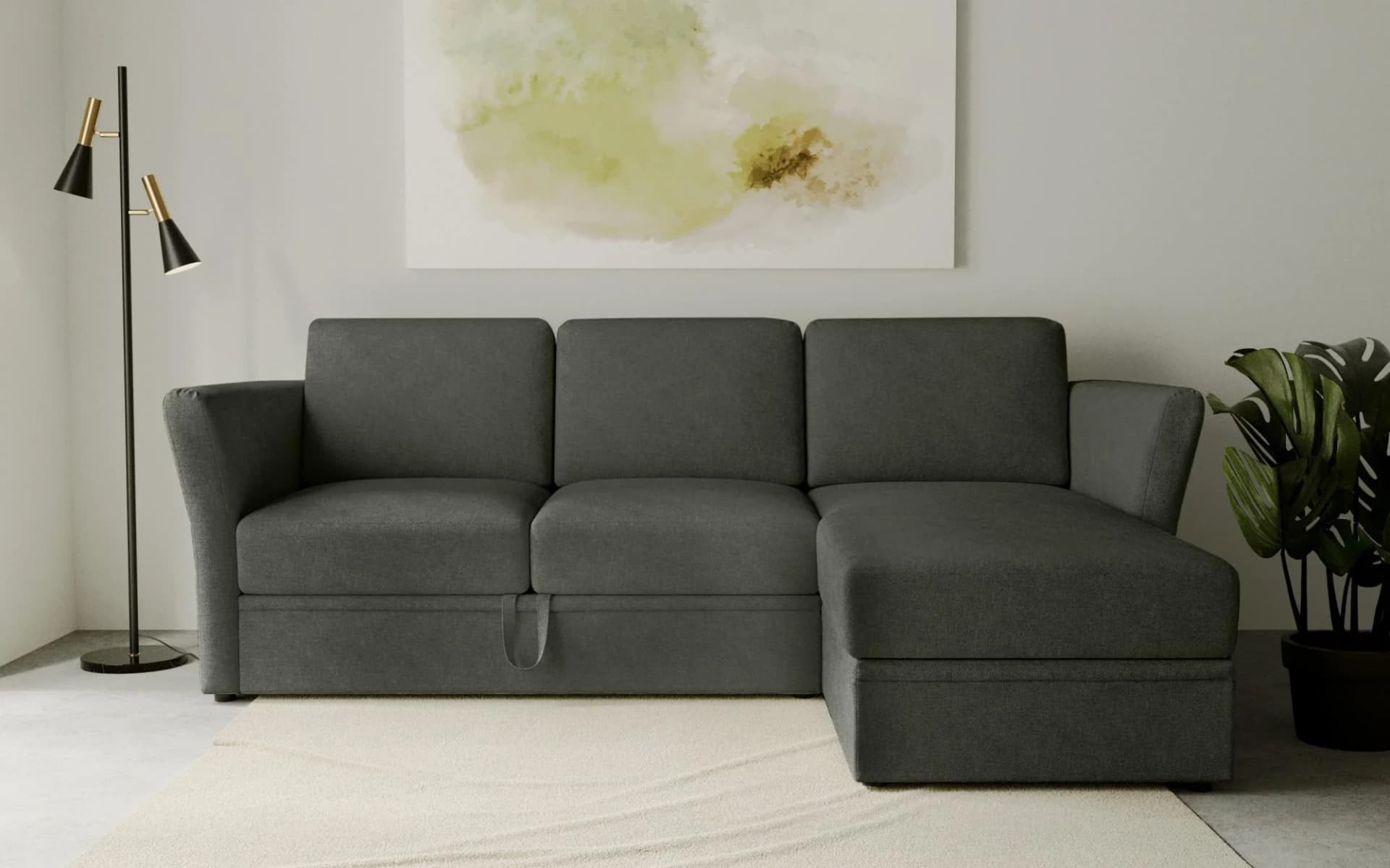 Ecksofa im Landhausstil, grün (khaki)