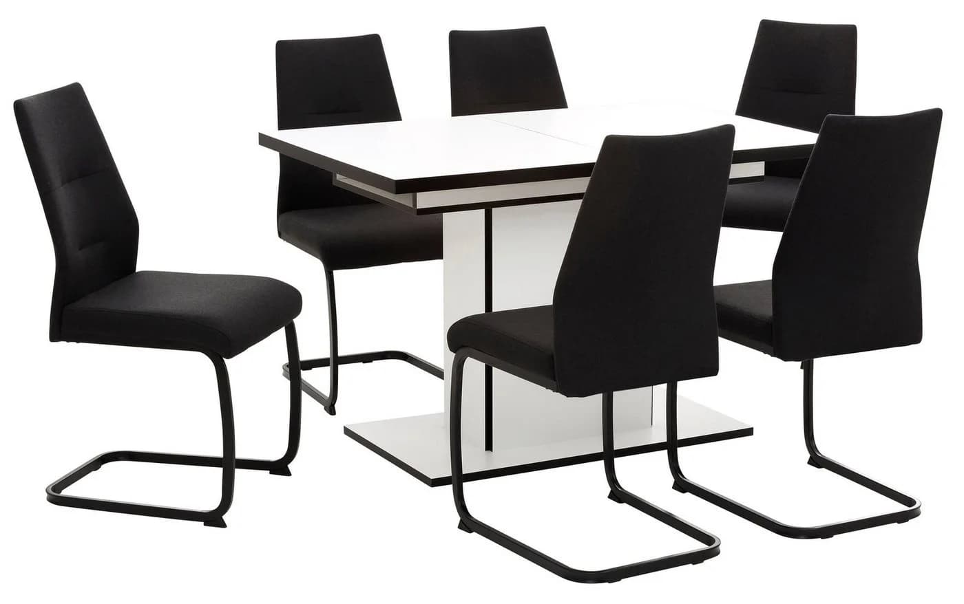 HELA Essgruppe Ariana 7-tlg. Schwarz/Weiß Ausziehbar