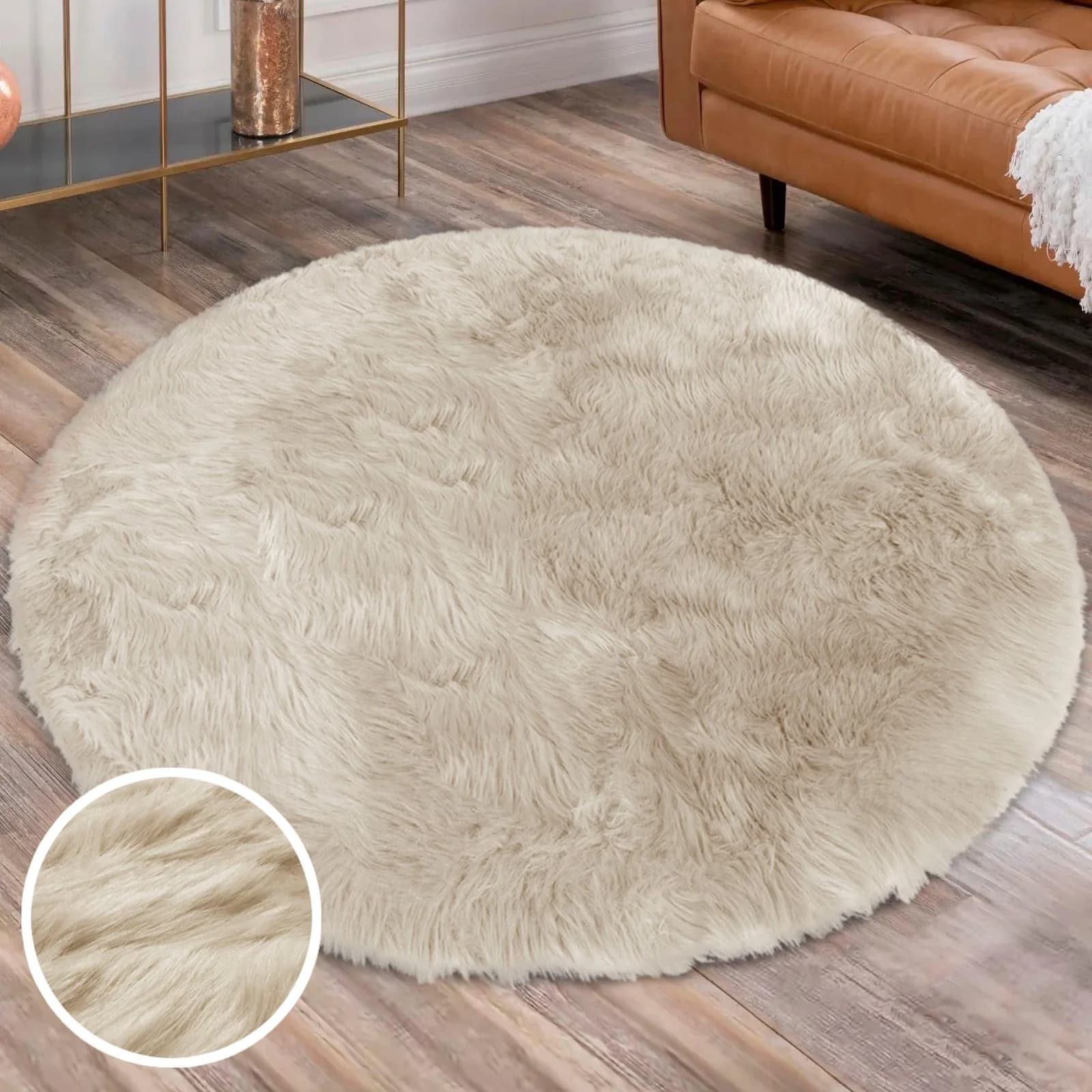 OTTO HOME Fellteppich Valeria Rund Beige Sand 140cm
