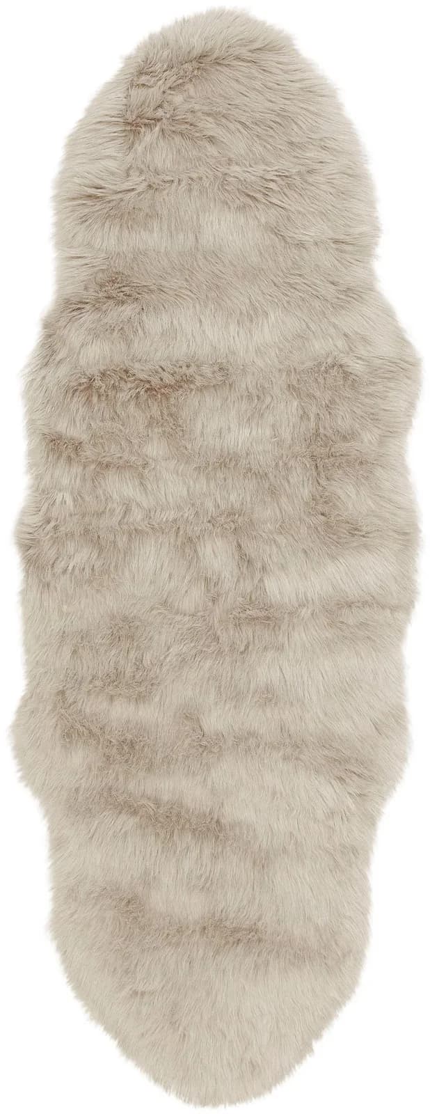 Hochflor-Teppich Valeria Fellteppich Kuschelig Beige Kunstfaser