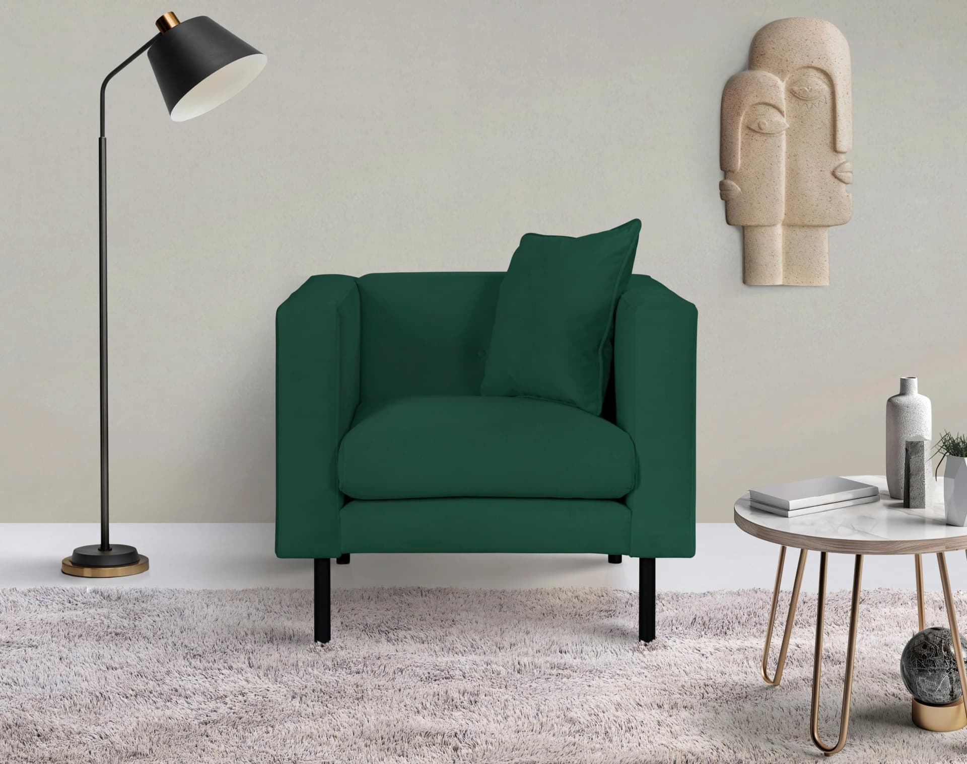 HOME AFFAIRE Lillibeth Sessel Grün Polyester Samtoptik