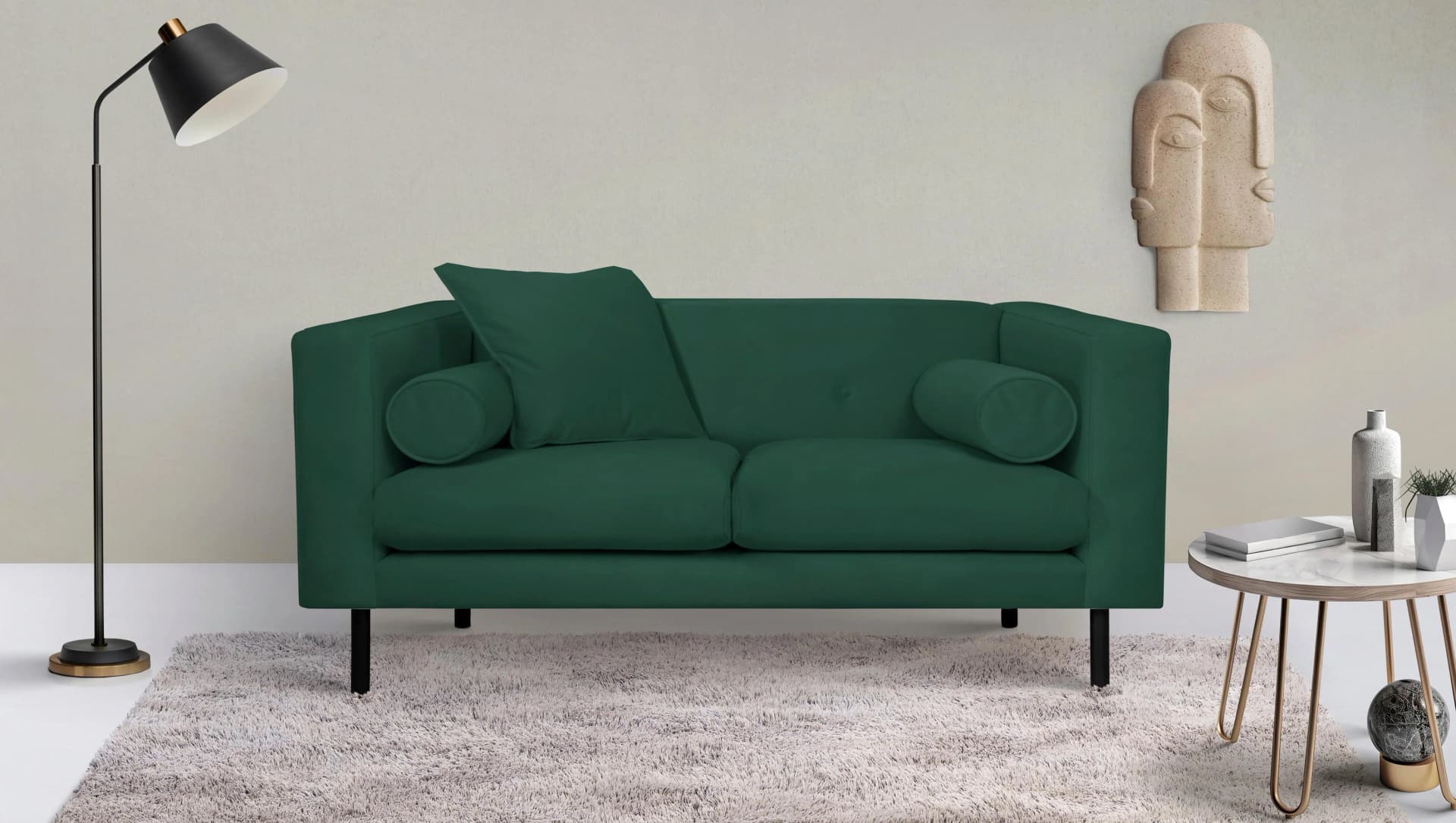 HOME AFFAIRE Lillibeth Designsofa 2-Sitzer Grün Samtoptik