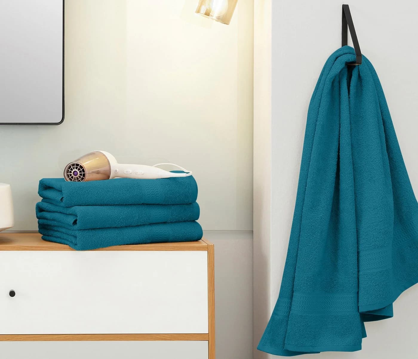 OTTO HOME Duschtuch-Set Juna 4-tlg. Aqua 100% Baumwolle mit Bordüre