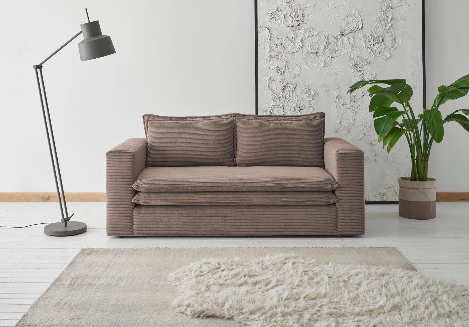 HOME AFFAIRE 2-Sitzer Sofa PIAGGE Hellbraun Hochwertiger Cord