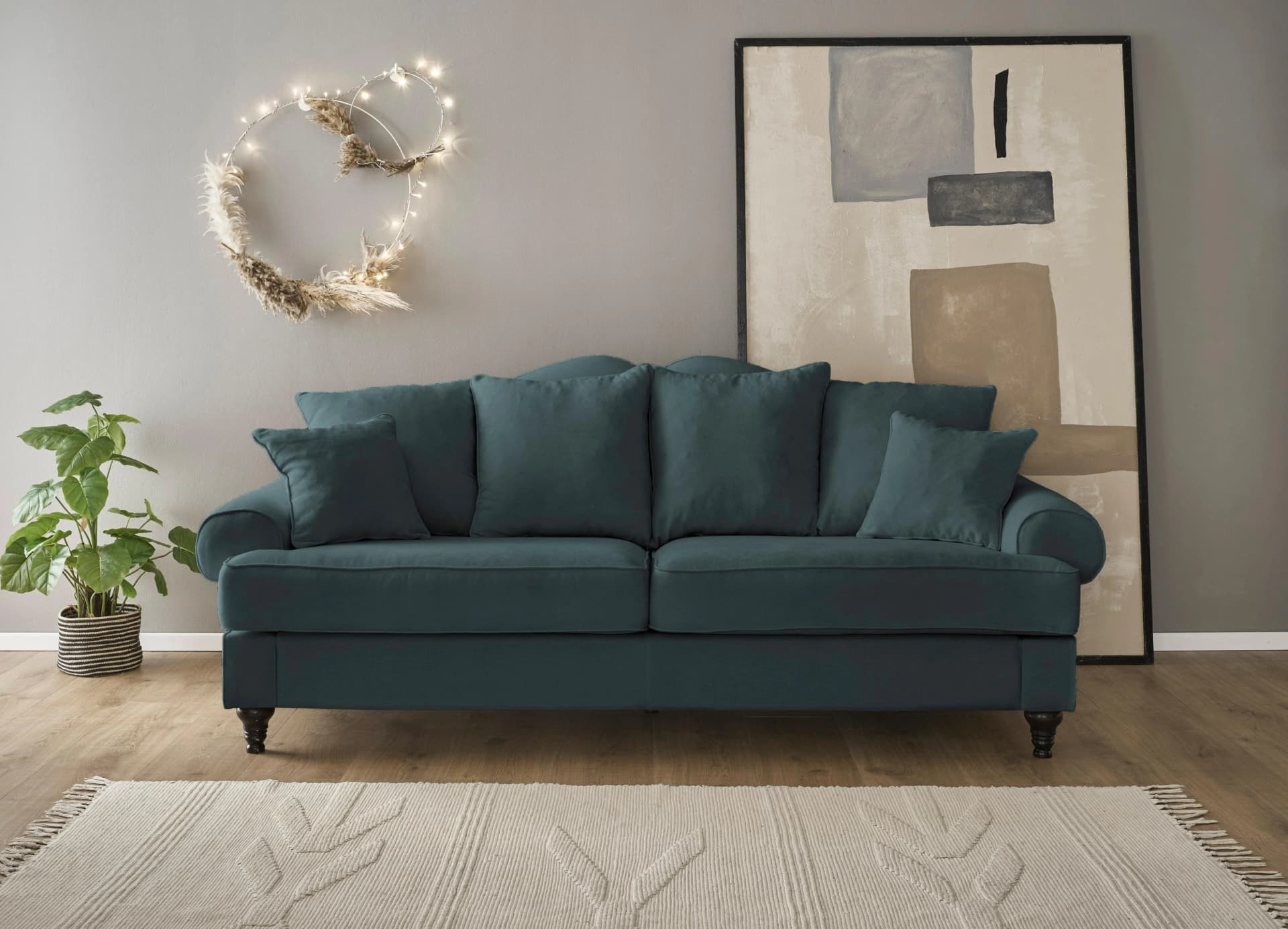 HOME AFFAIRE WESTMINSTER Sofa 3,5-Sitzer Blaugrün Microfaser