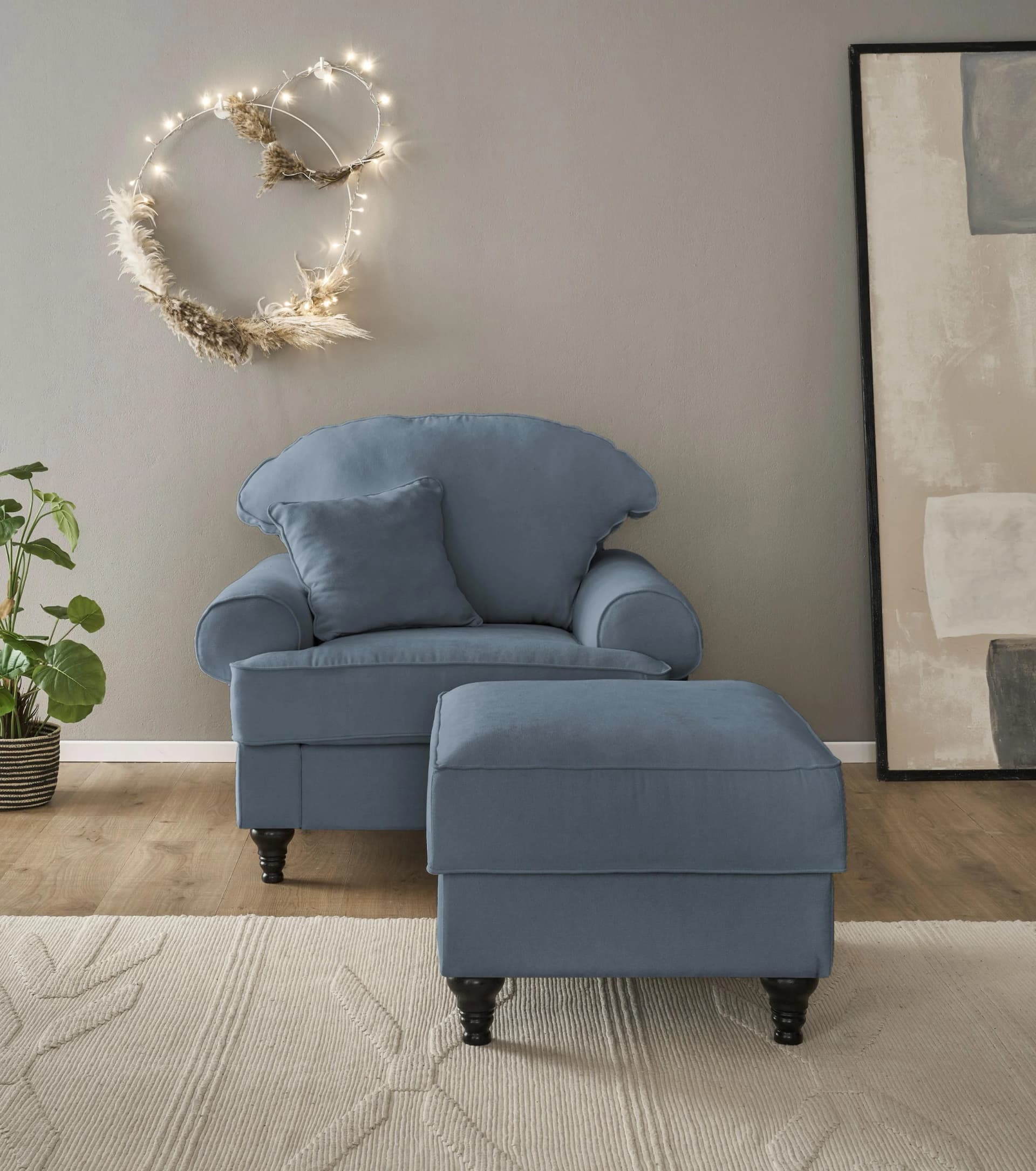 Home Affaire Sessel Westminster Marineblau Microfaser Federkern