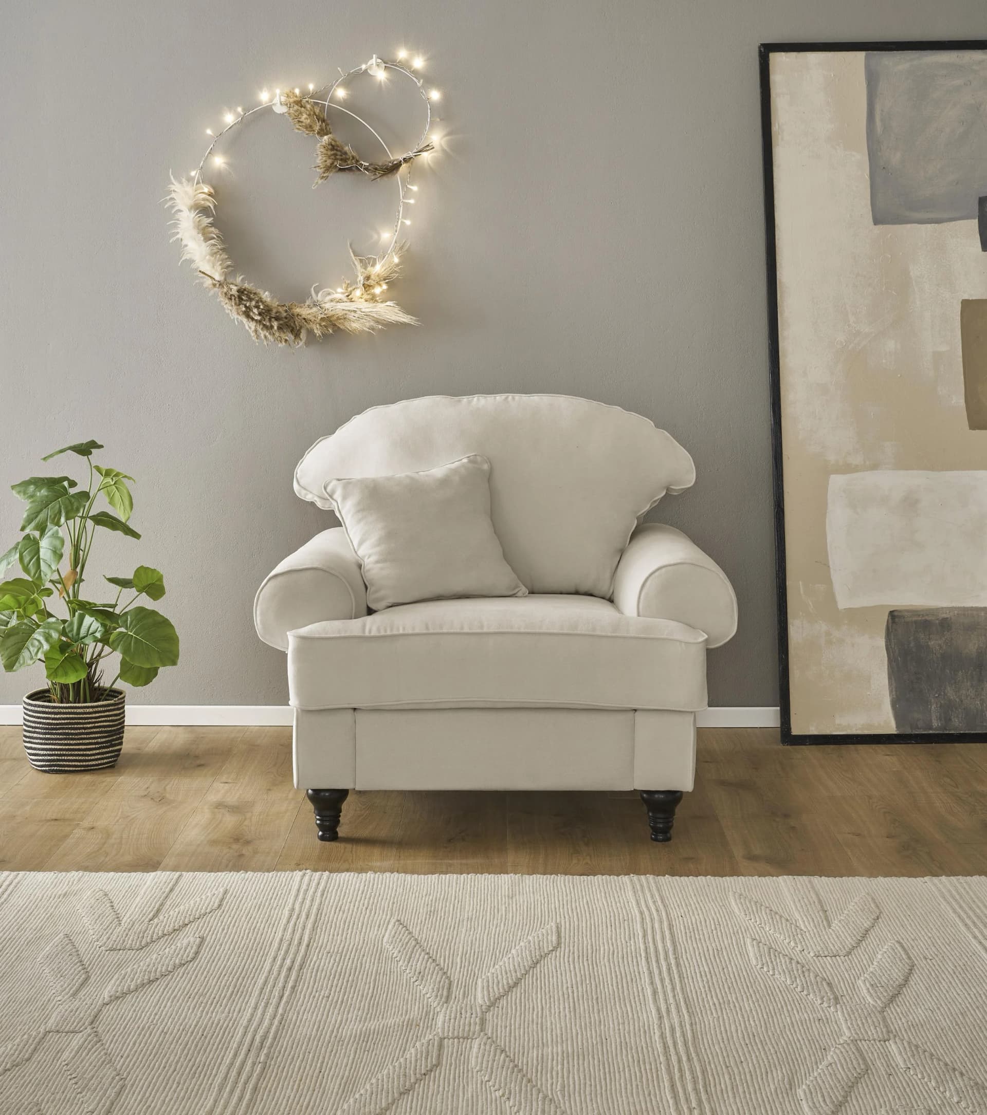 Sessel HOME AFFAIRE WESTMINSTER Beige Microfaser Federkern