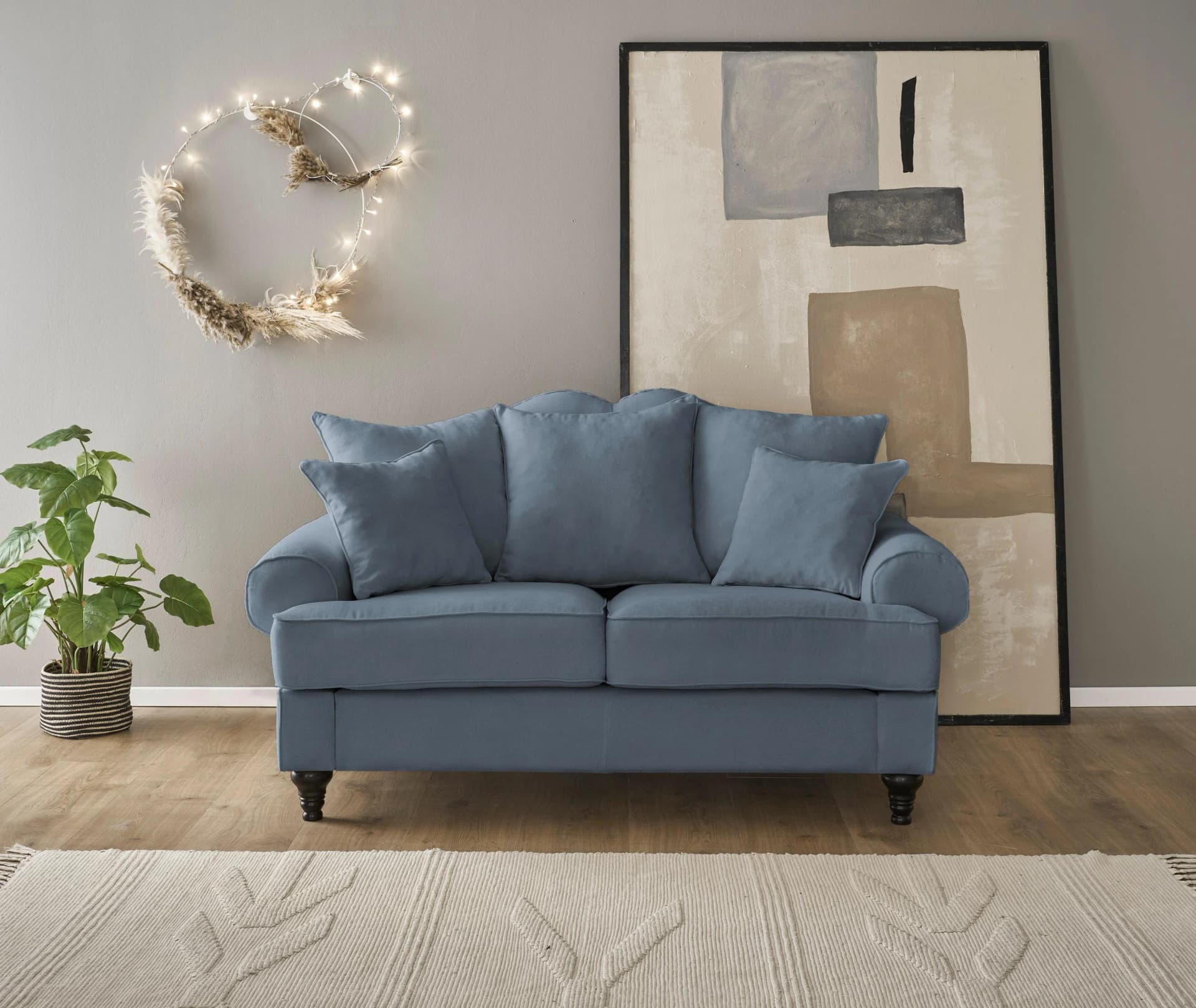 HOME AFFAIRE Westminster 2-Sitzer Sofa Marineblau Microfaser