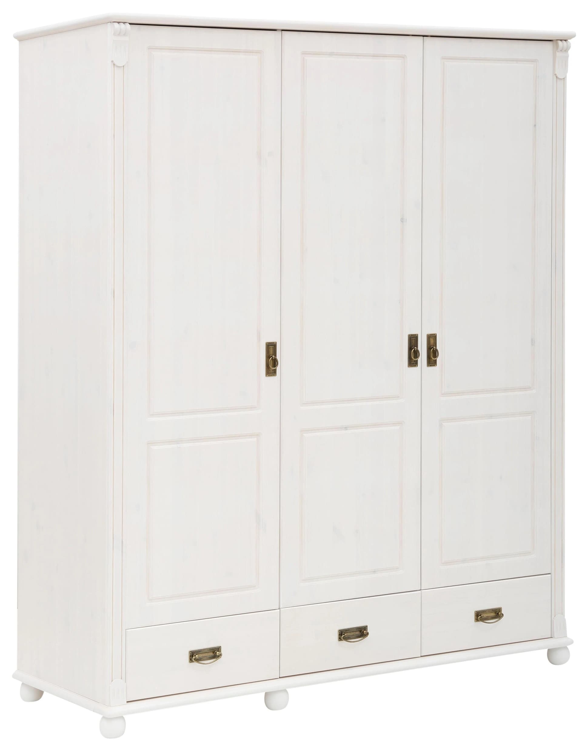 OTTO HOME Kleiderschrank Aimo 3-türig Weiß Massivholz Landhausstil