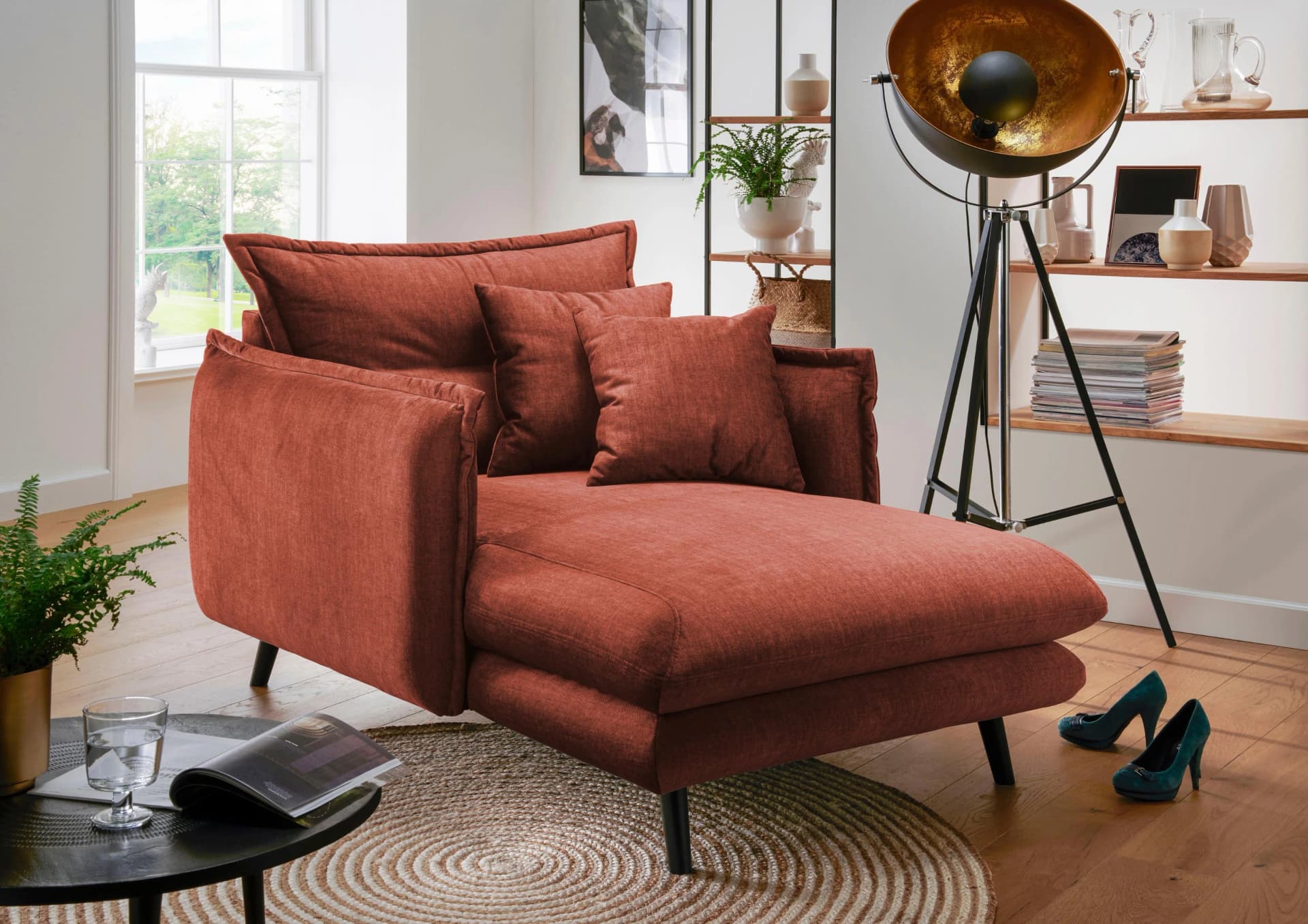 Home Affaire Loveseat Lazio Koralle Moderner Sessel mit Kissen