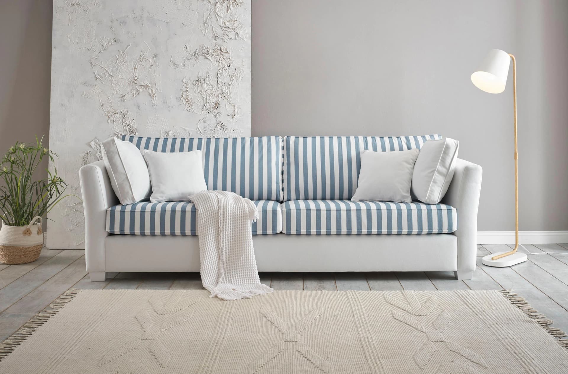 HOME AFFAIRE California 3-Sitzer Sofa Beige Maritim Landhausstil