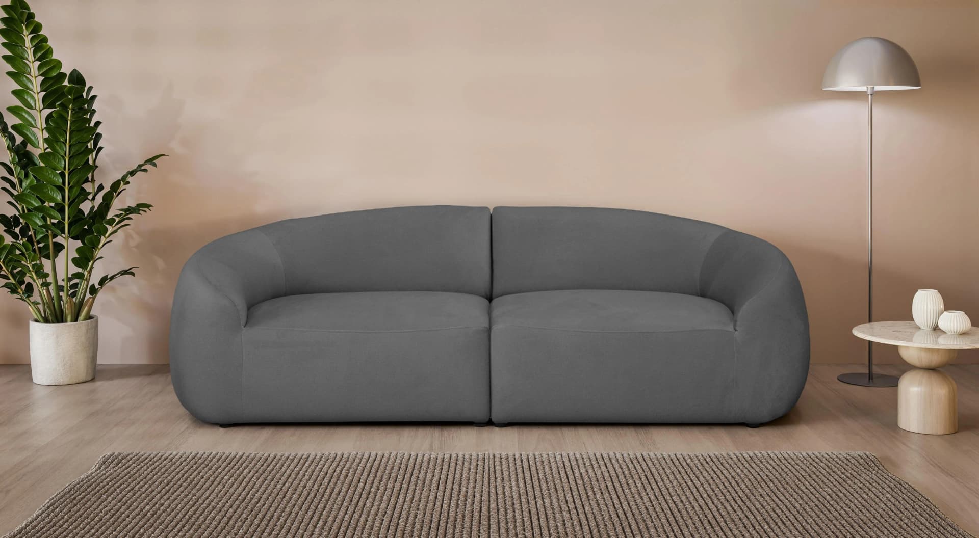 LeGer Home YANI Big-Sofa Dunkelgrau Organische Form