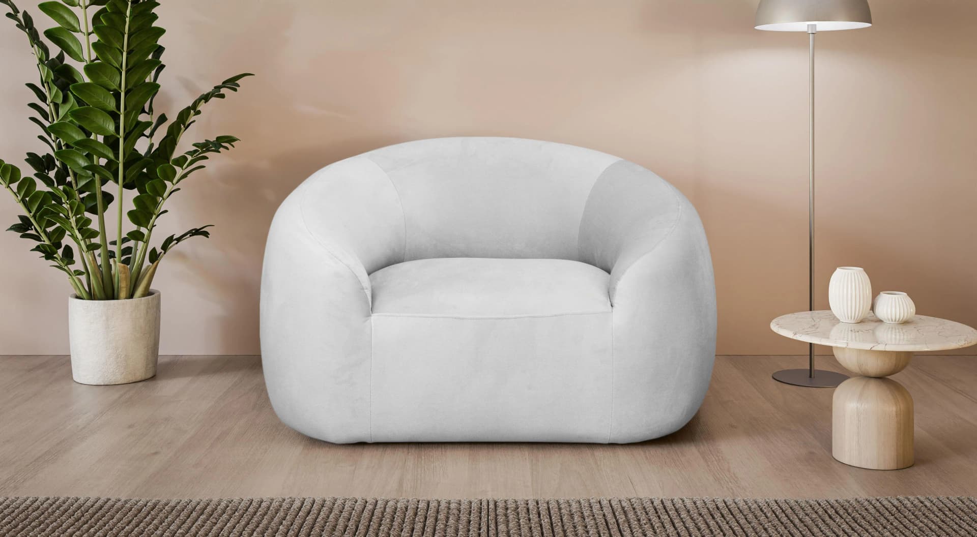 LeGer Home YANI Relaxsessel Hellgrau Organische Form