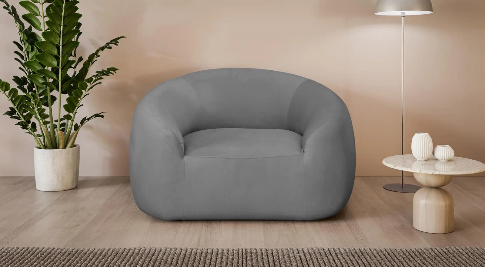 LeGer Home YANI Relaxsessel Grau Samtoptik