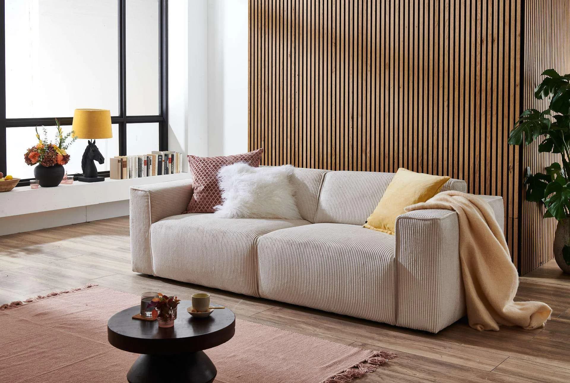 HOME AFFAIRE Sofa Noord 3-Sitzer Cord Creme