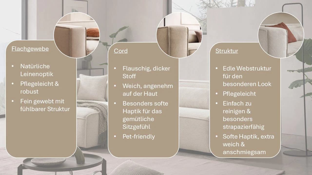 LeGer Home Ecksofa PIARA L-Form hellbeige Cord