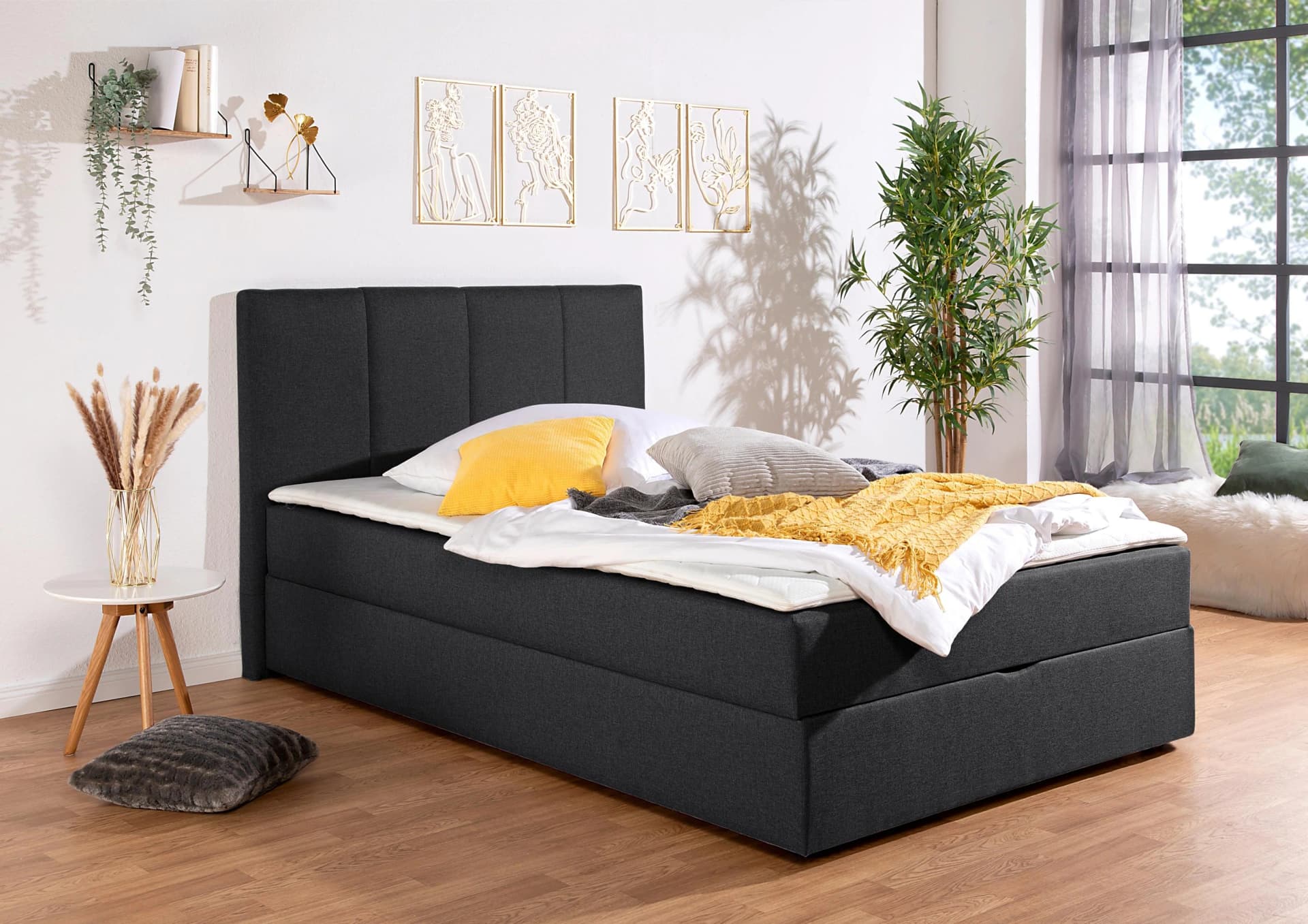 HOME AFFAIRE Fidan Boxbett mit Bettkasten Anthrazit
