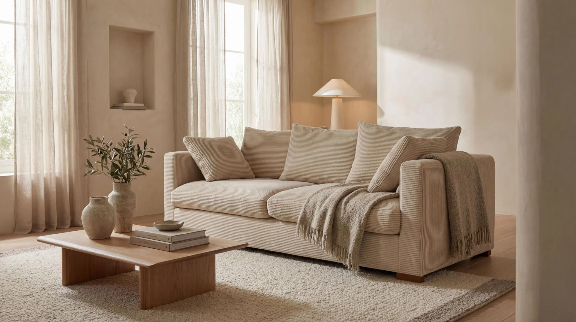 HOME AFFAIRE Coray Sofa 2,5-Sitzer Beige Cord