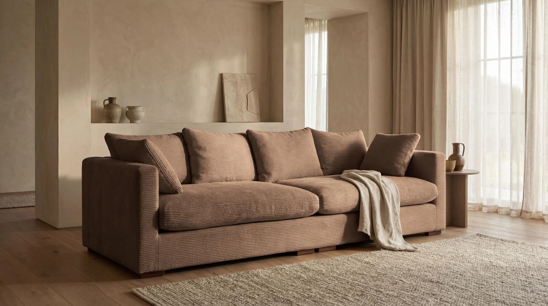 HOME AFFAIRE Coray Big-Sofa Braun Polyester Cord