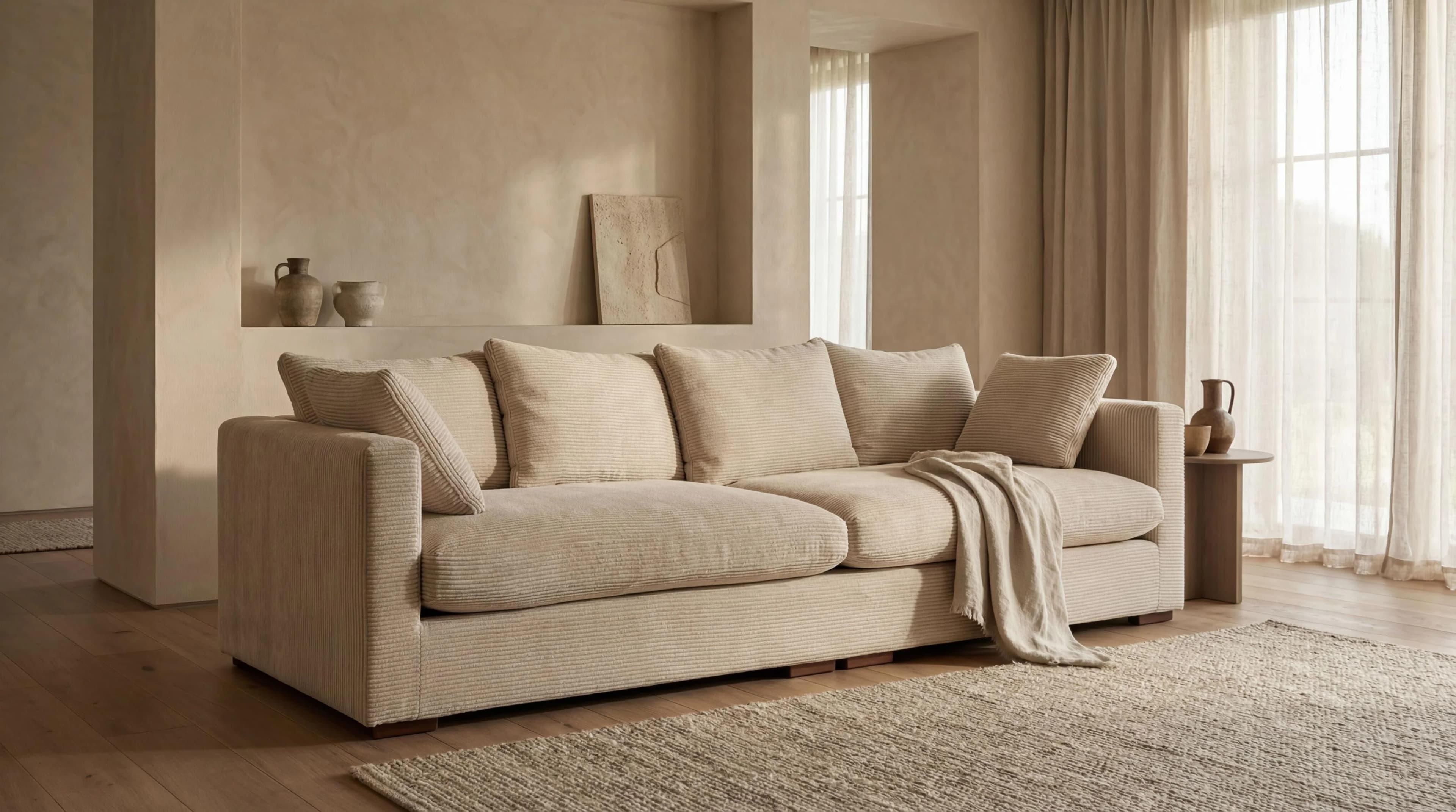 HOME AFFAIRE Coray Big-Sofa Beige Cord