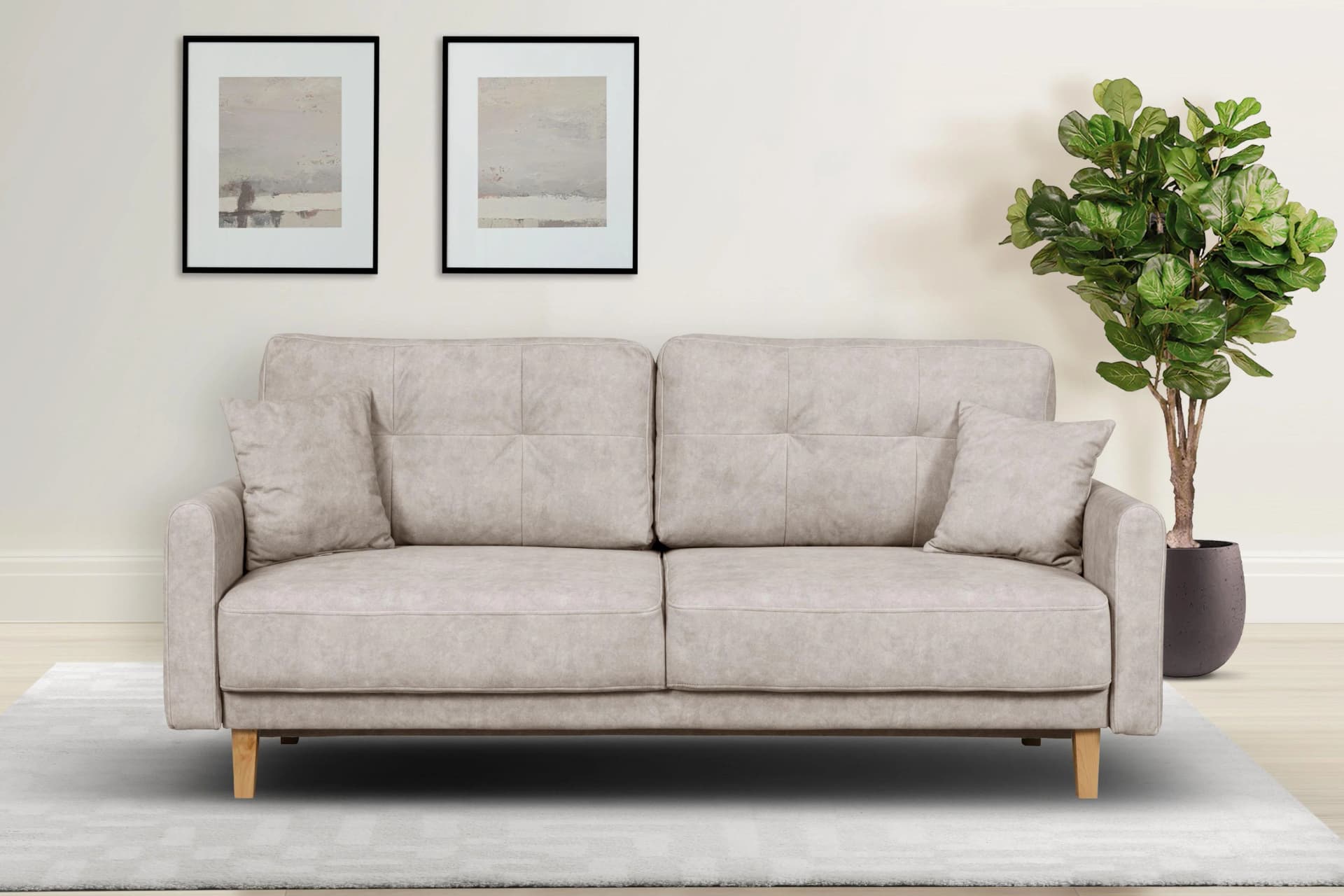 HOME AFFAIRE Sofa TRIPLO 2-Sitzer Beige Samtoptik