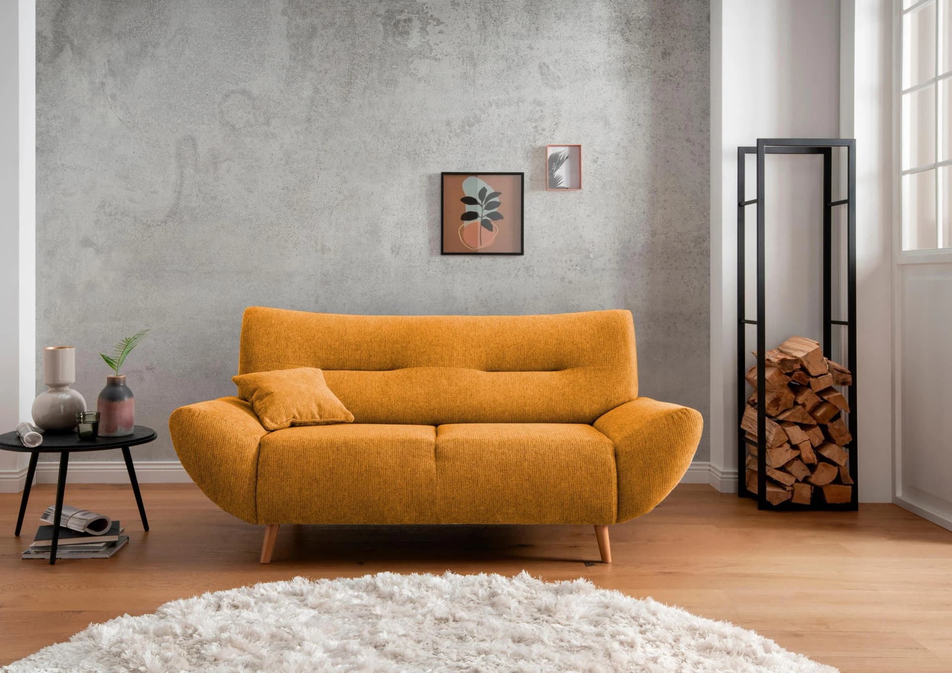 HOME AFFAIRE Drago 2-Sitzer Sofa Gold Microfaser