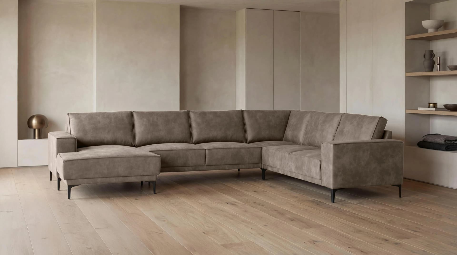 OTTO HOME Wohnlandschaft OLAND U-Form XXL Taupe Skandi-Design