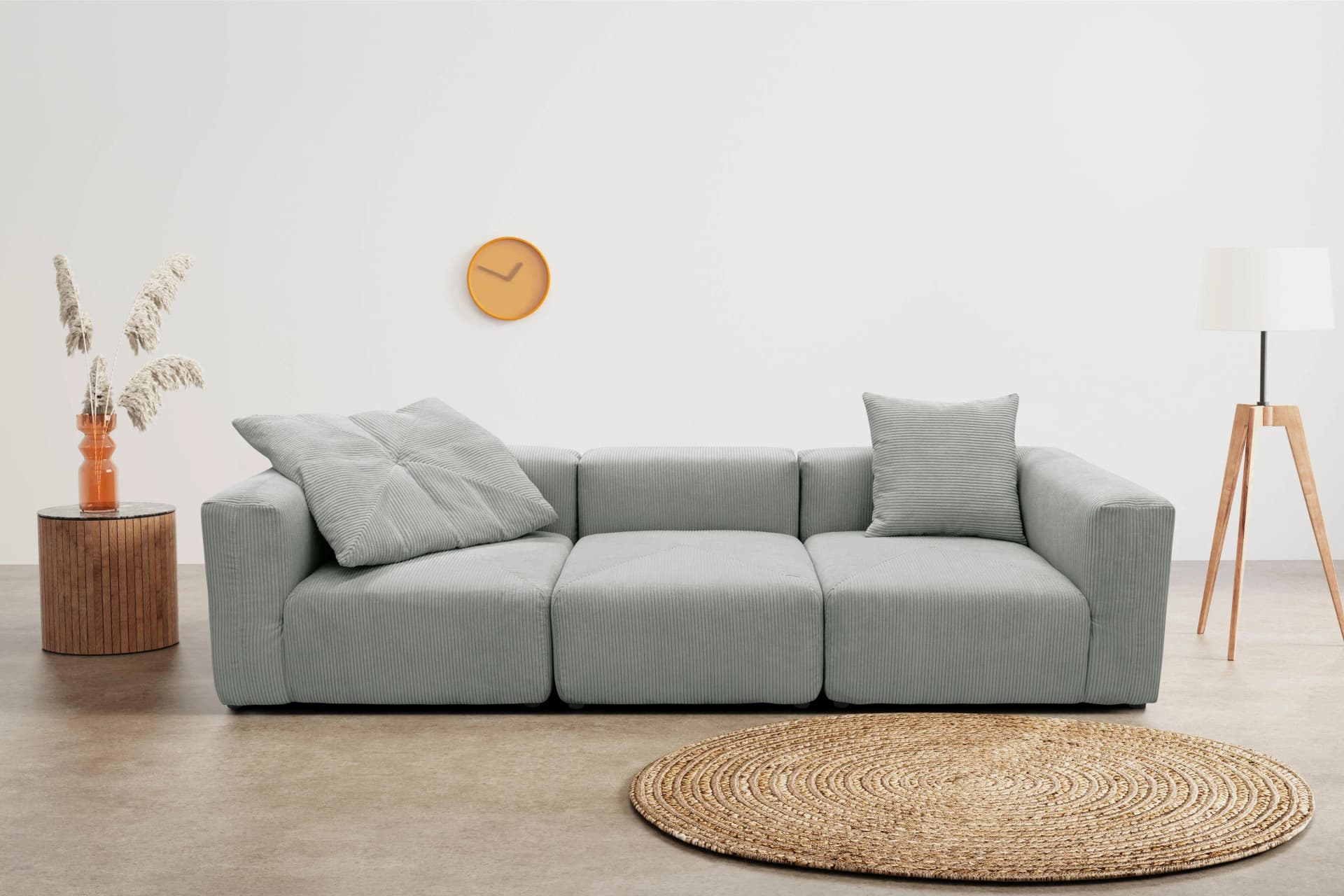 Home Affaire Gerrid Big-Sofa Grau 301cm Cord-Bezug mit Kissen