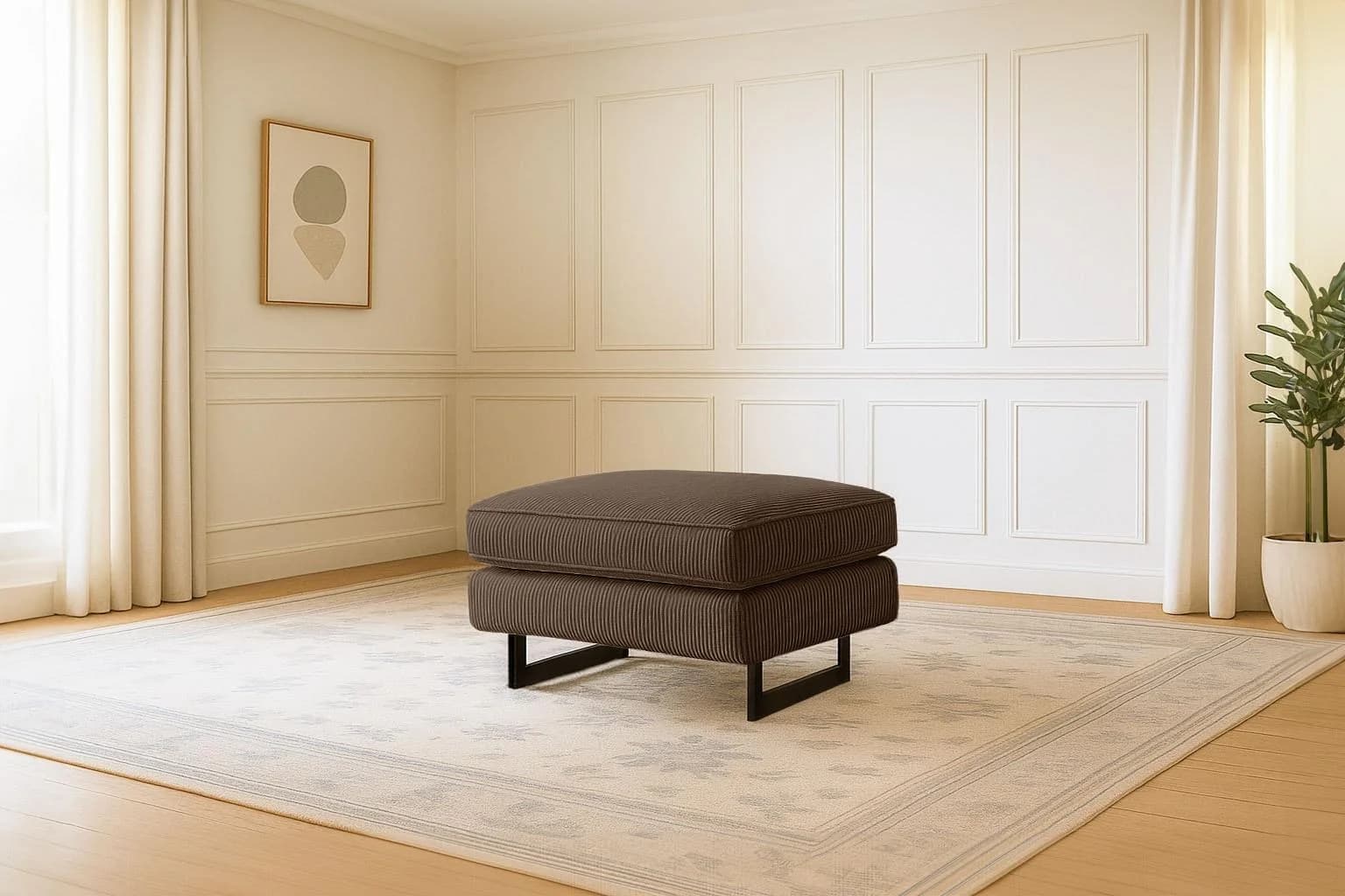 Home Affaire Polsterhocker Pinto Braun Cord Metallfüße