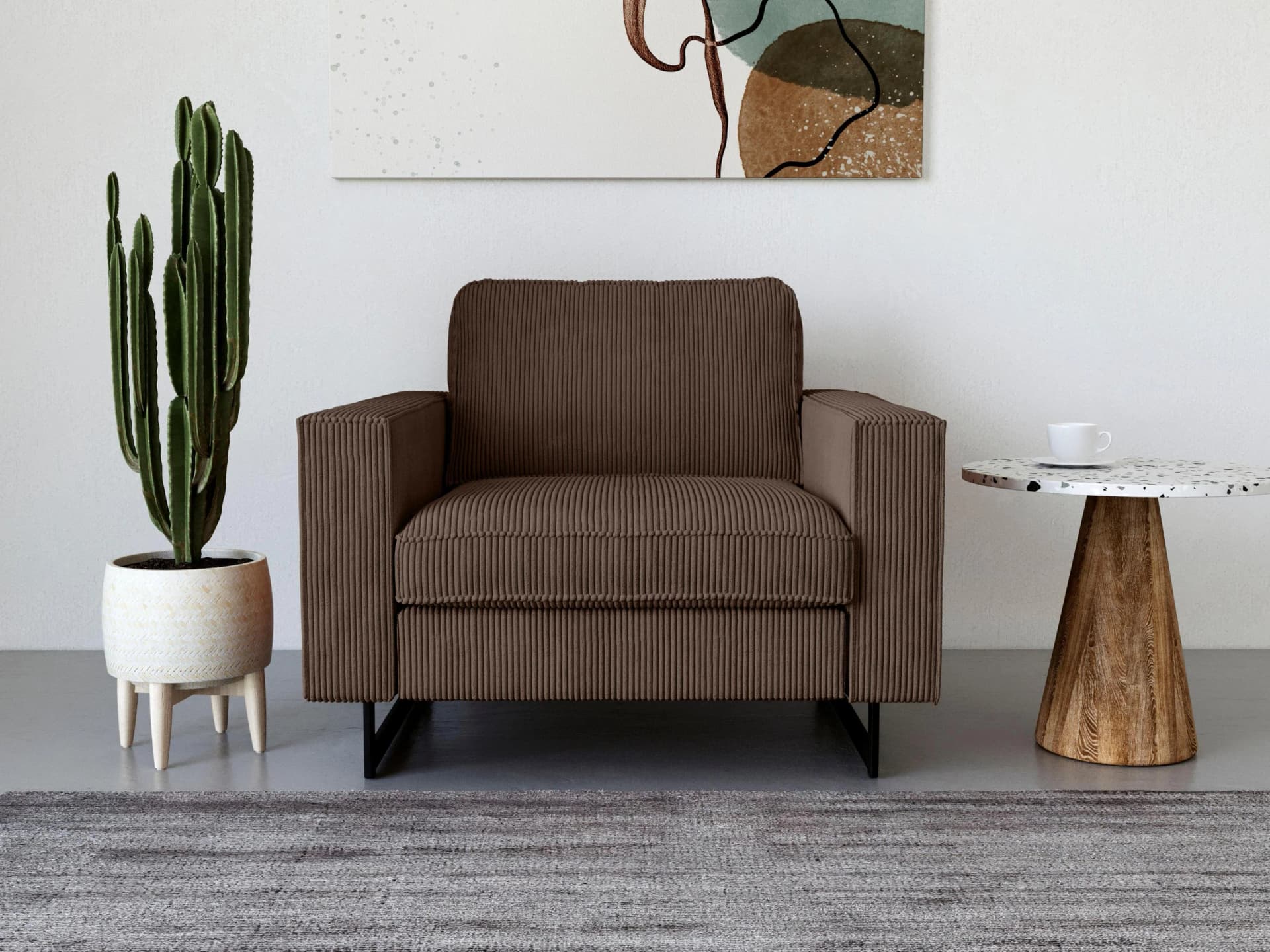 Home Affaire Loveseat Pinto 105 cm Cord Braun