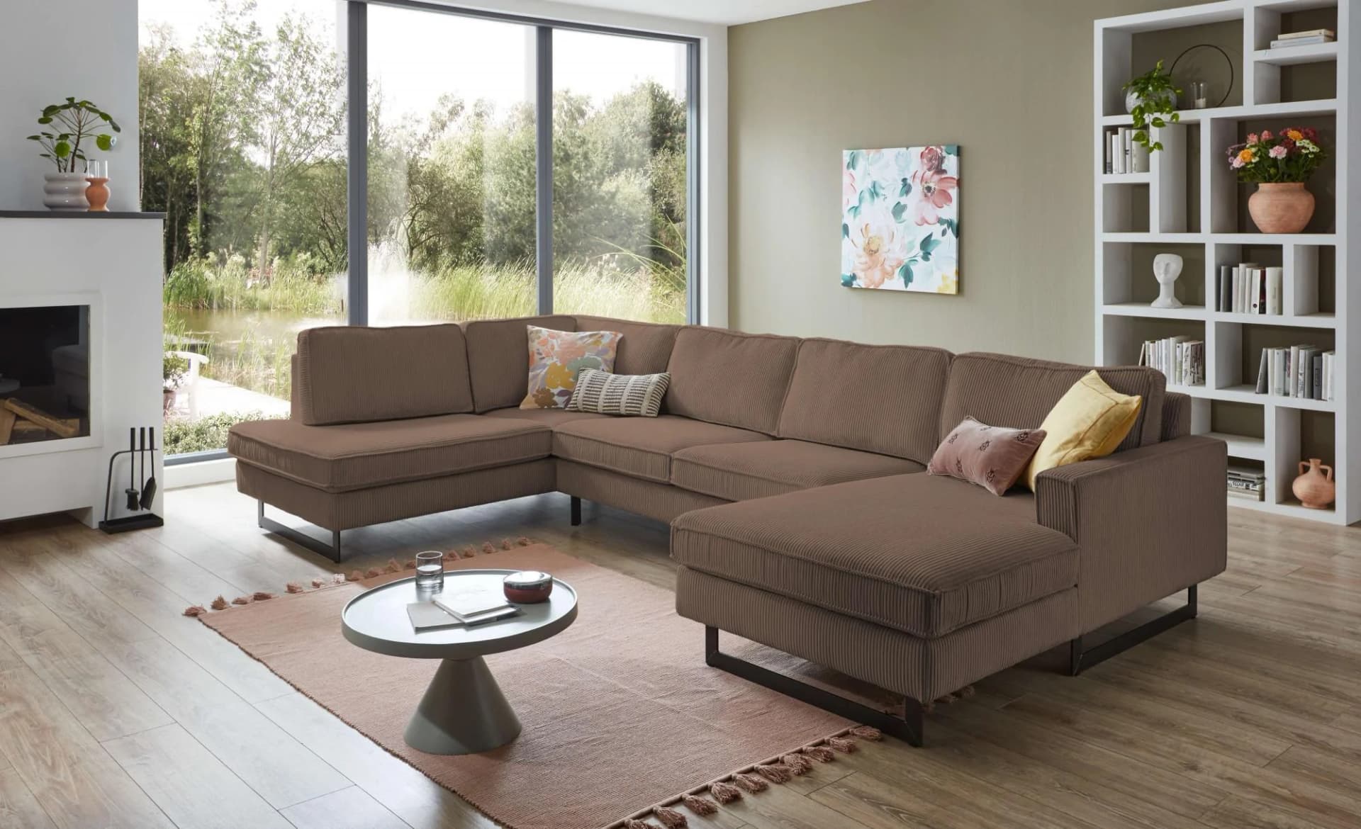 HOME AFFAIRE Pinto Wohnlandschaft U-Form Braun mit Ottomane