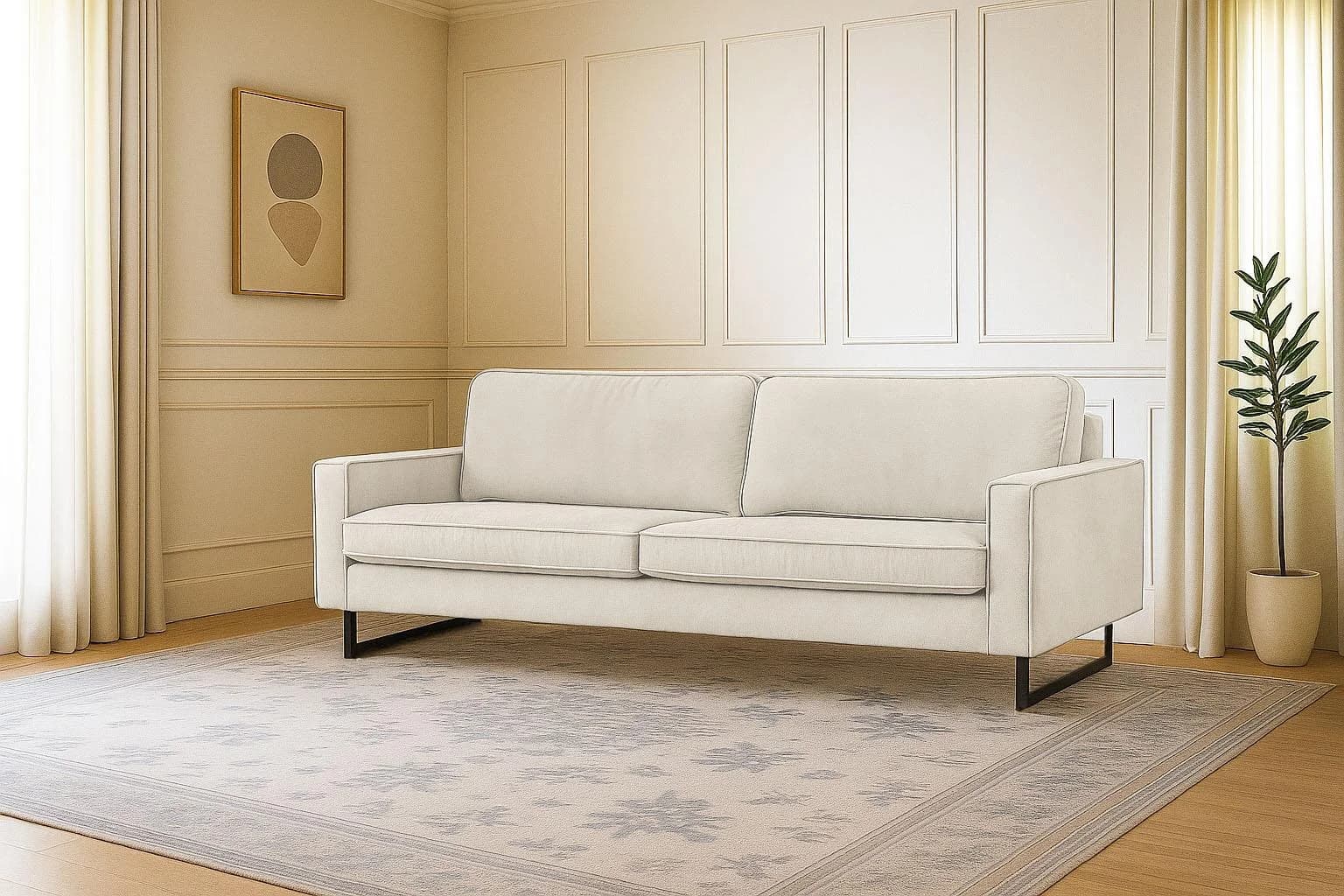 HOME AFFAIRE Maxi-Sofa 3-Sitzer Pinto Chenille Beige Schwarz
