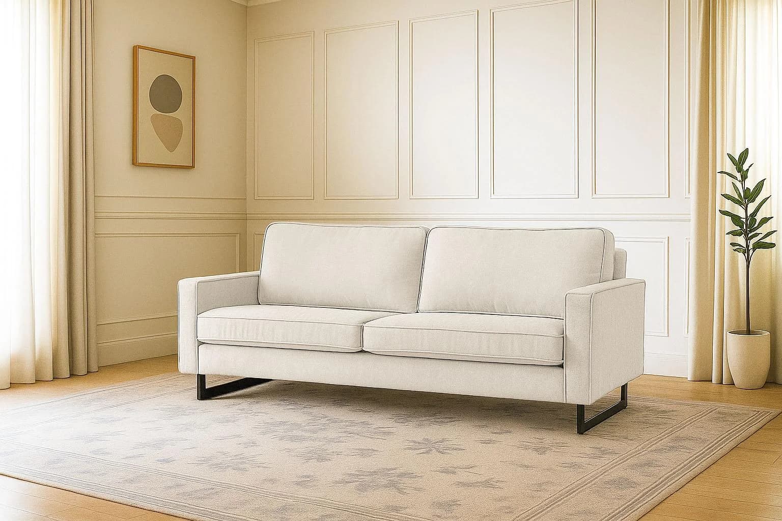 HOME AFFAIRE Pinto 3-Sitzer Sofa Chenille Beige Schwarz