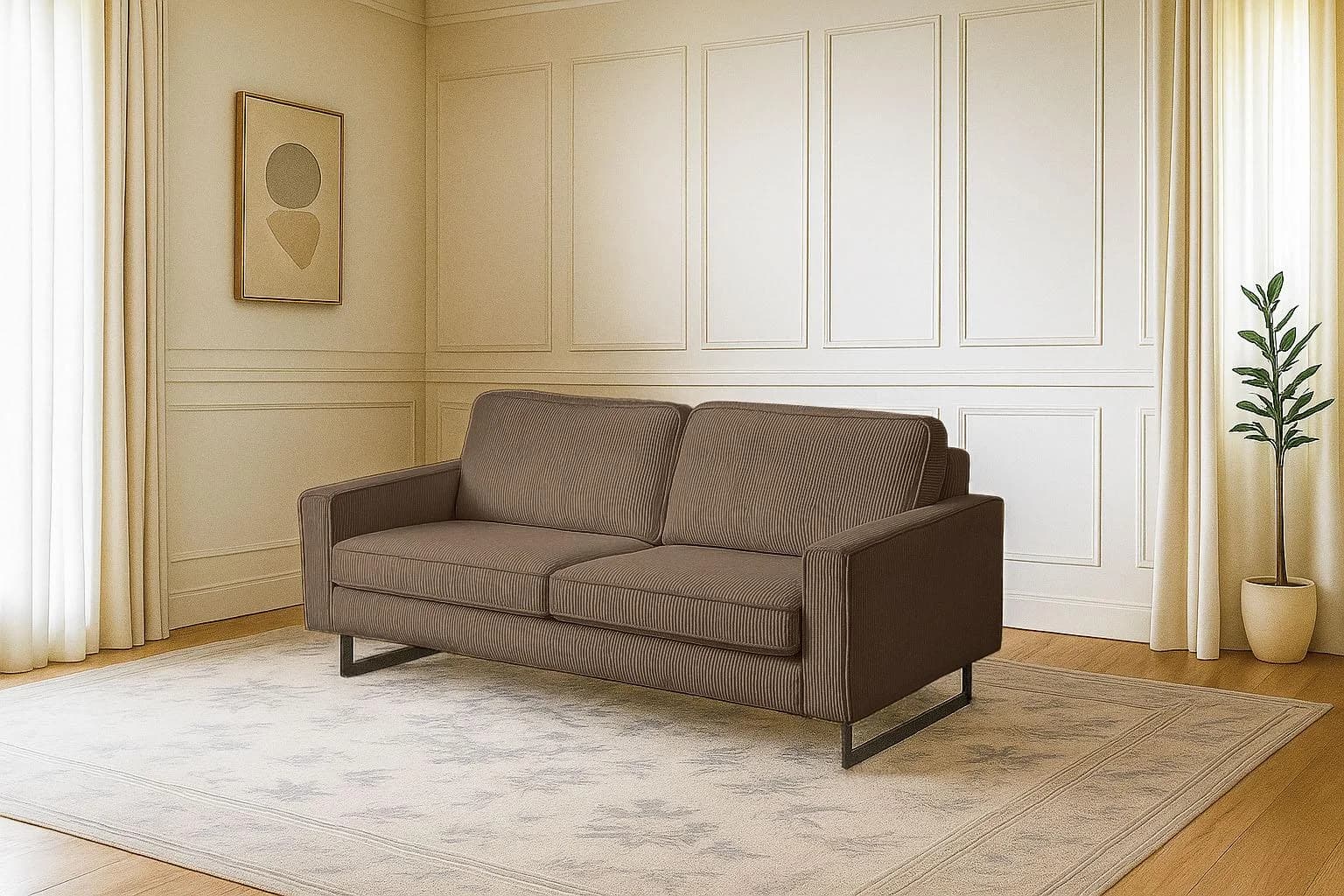 Home Affaire Sofa Pinto 3-Sitzer Braun Cord Lederoptik