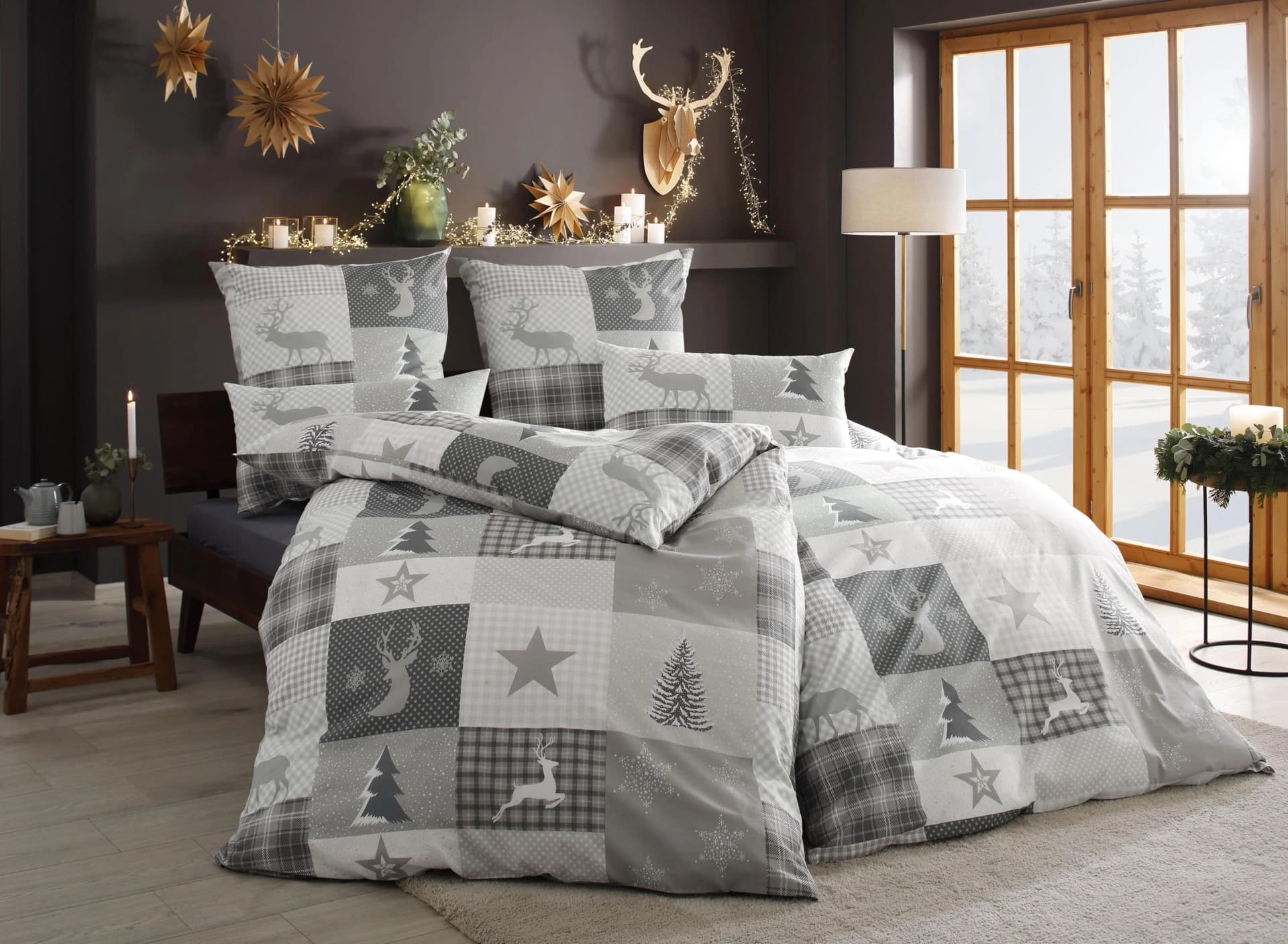 OTTO HOME Bettwäsche Nicholas Grau 2-tlg. Karo Winter