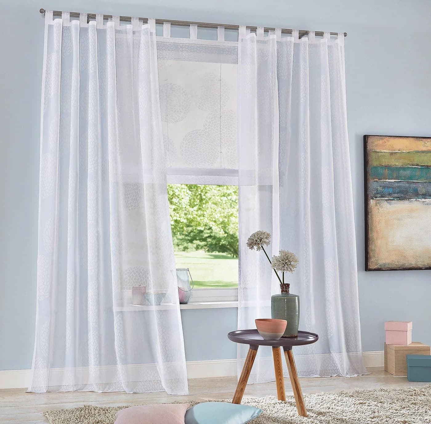 My Home Gardine Belem (2 St) Schlaufen Transparent Voile Kreise
