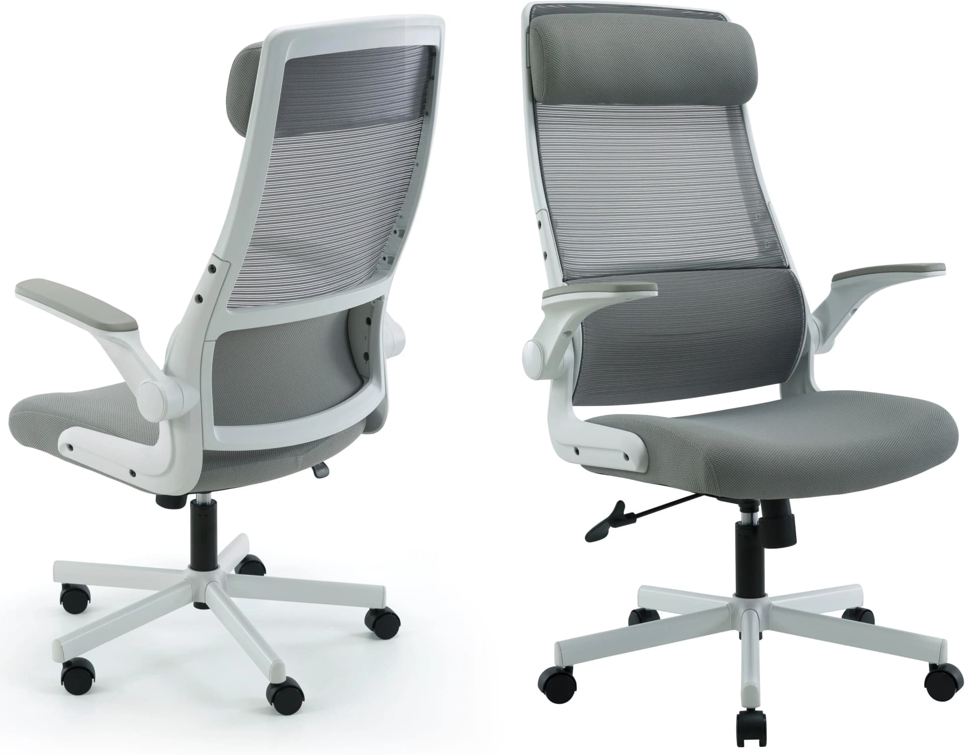 OTTO HOME Bürostuhl Menton Grau Weiß Ergonomisch mit Lendenwirbelstütze