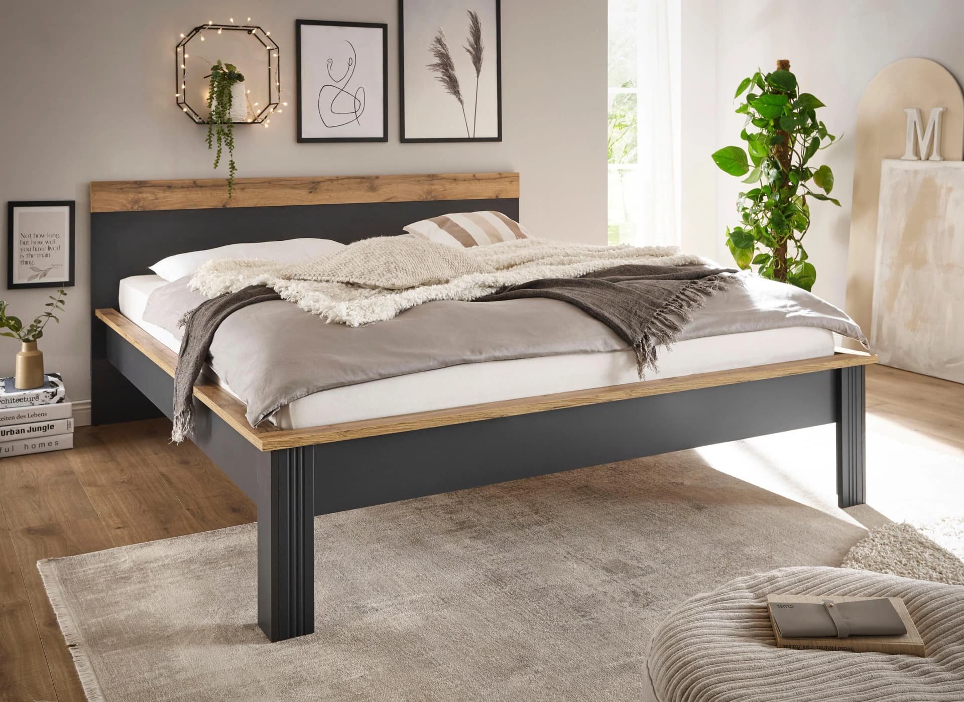 OTTO HOME WESTMINSTER Bettgestell Landhausstil Grau Eiche Dekor