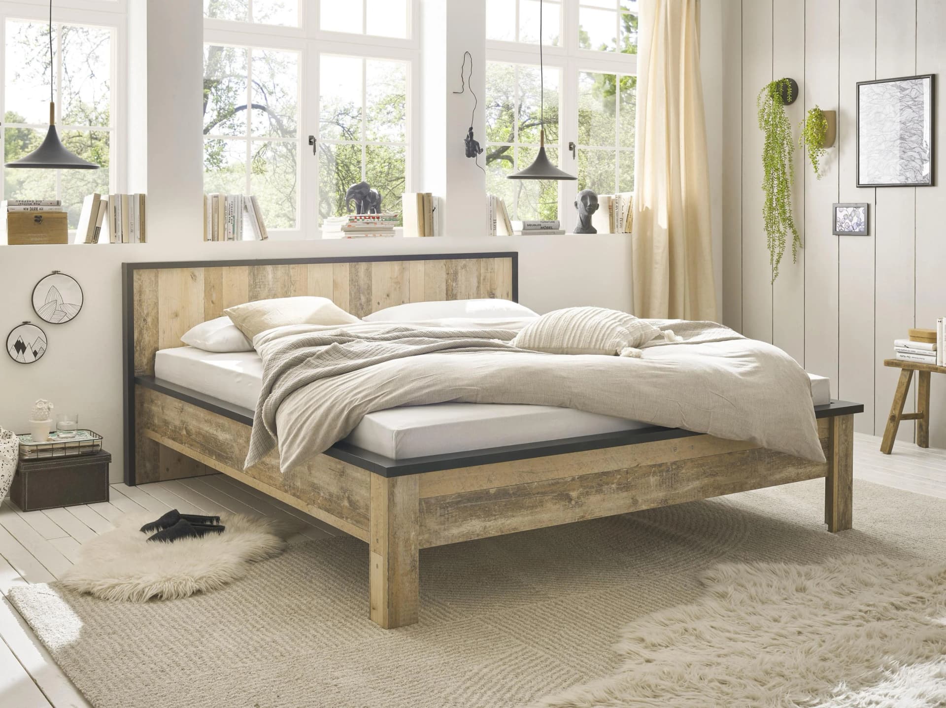 HOME AFFAIRE Einzelbett SHERWOOD Braun Landhausstil FSC-zertifiziert