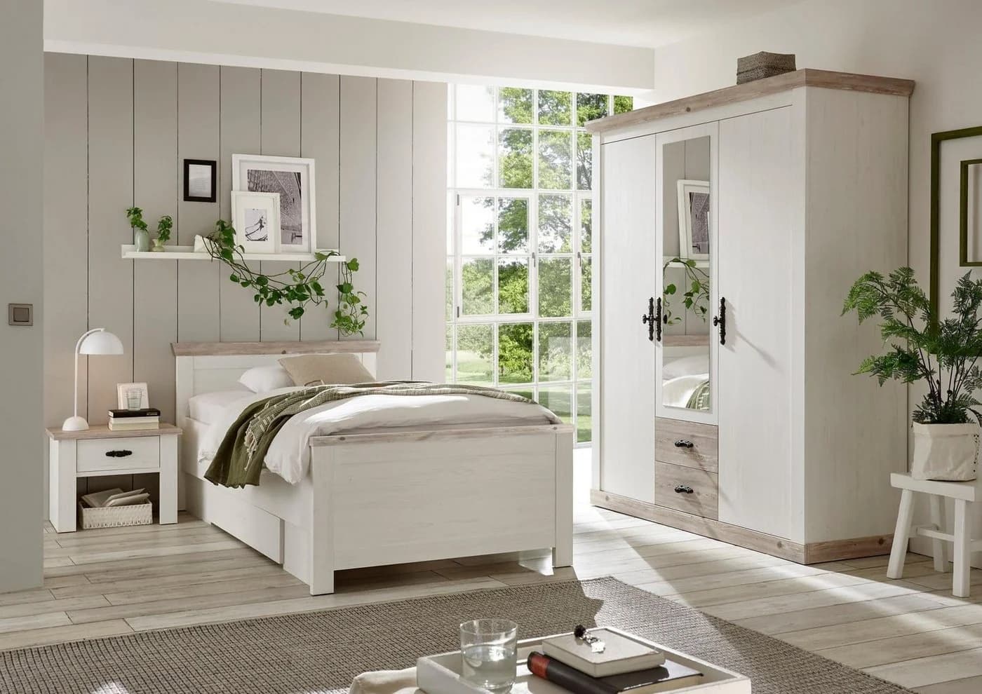 HOME AFFAIRE Florenz Schlafzimmer-Set Weiß Landhausstil